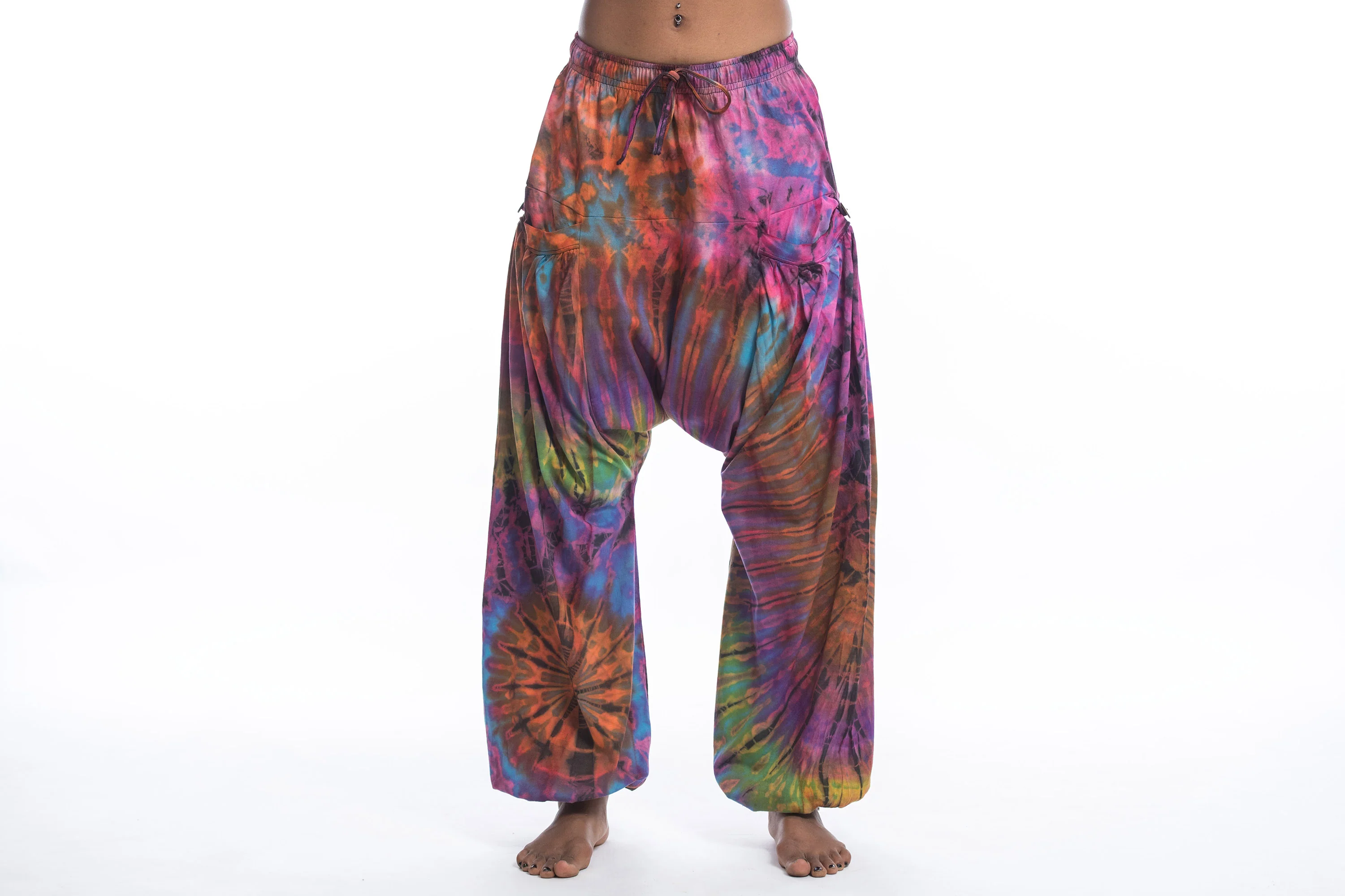 Tie Dye Cotton Women Harem Pants in Sugar Rainbow - Image 2