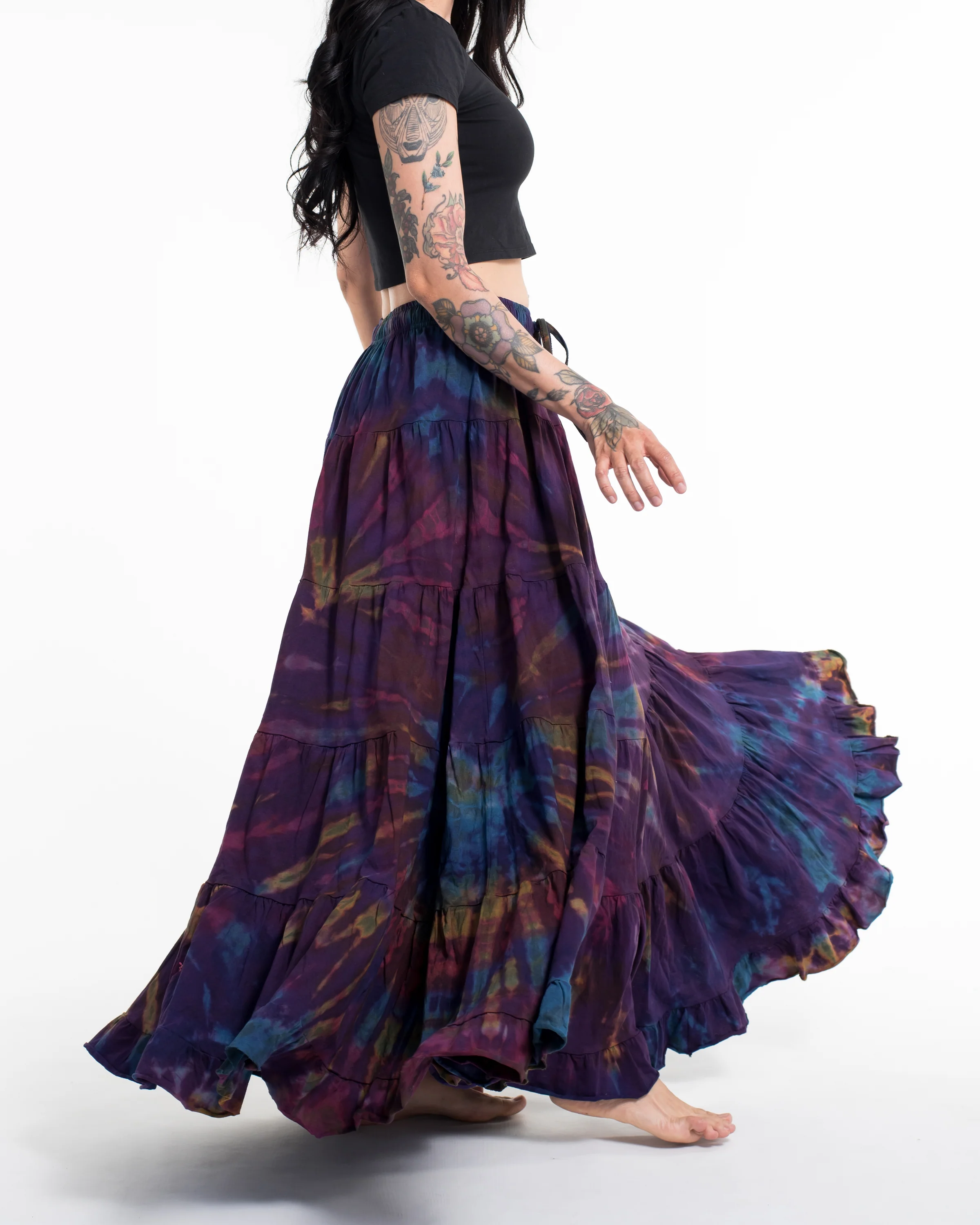 Tie Dye Long Skirt in Purple - Image 3