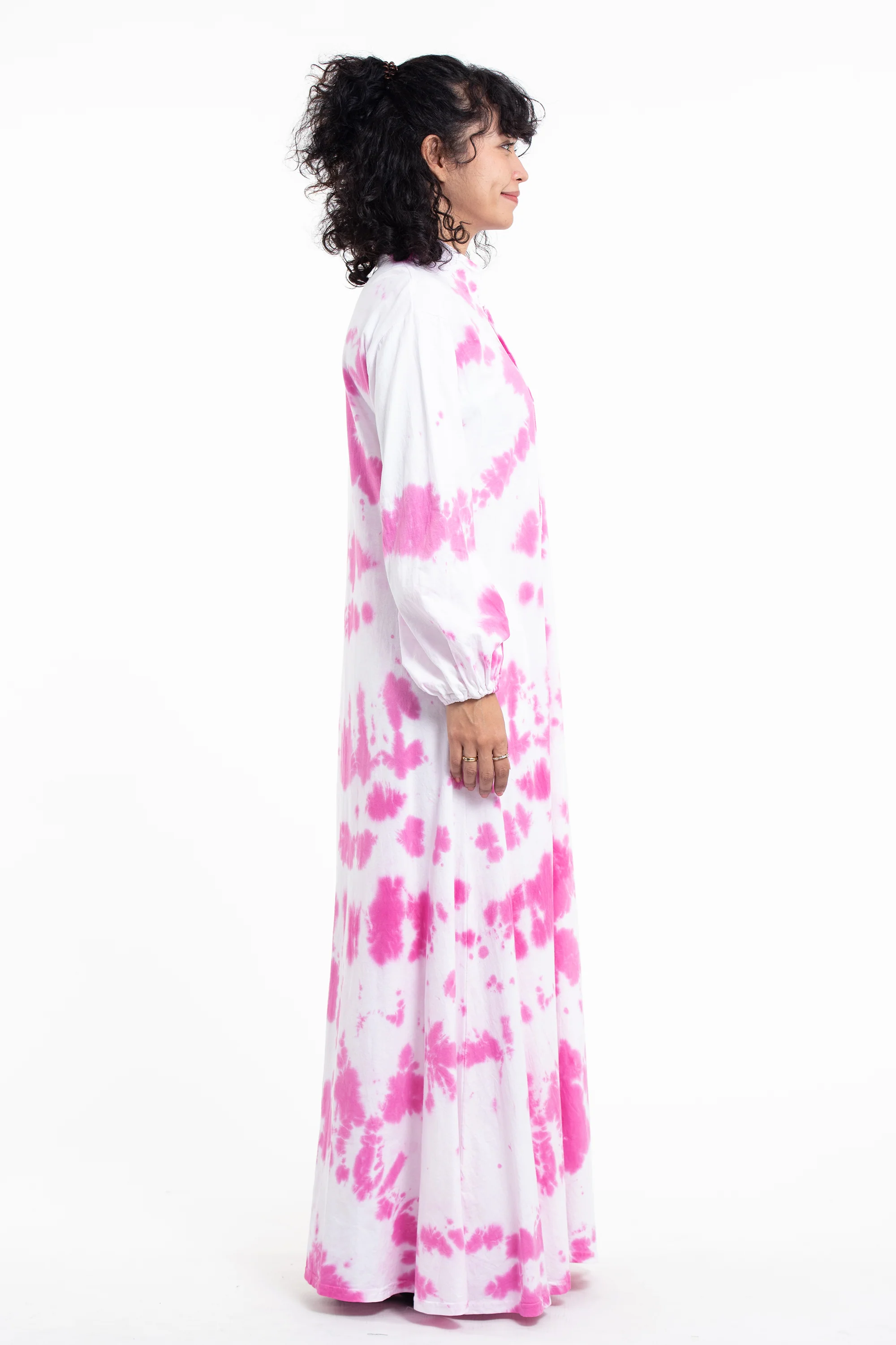 Tie Dye Long Sleeve Maxi Dress in Pink - Image 4