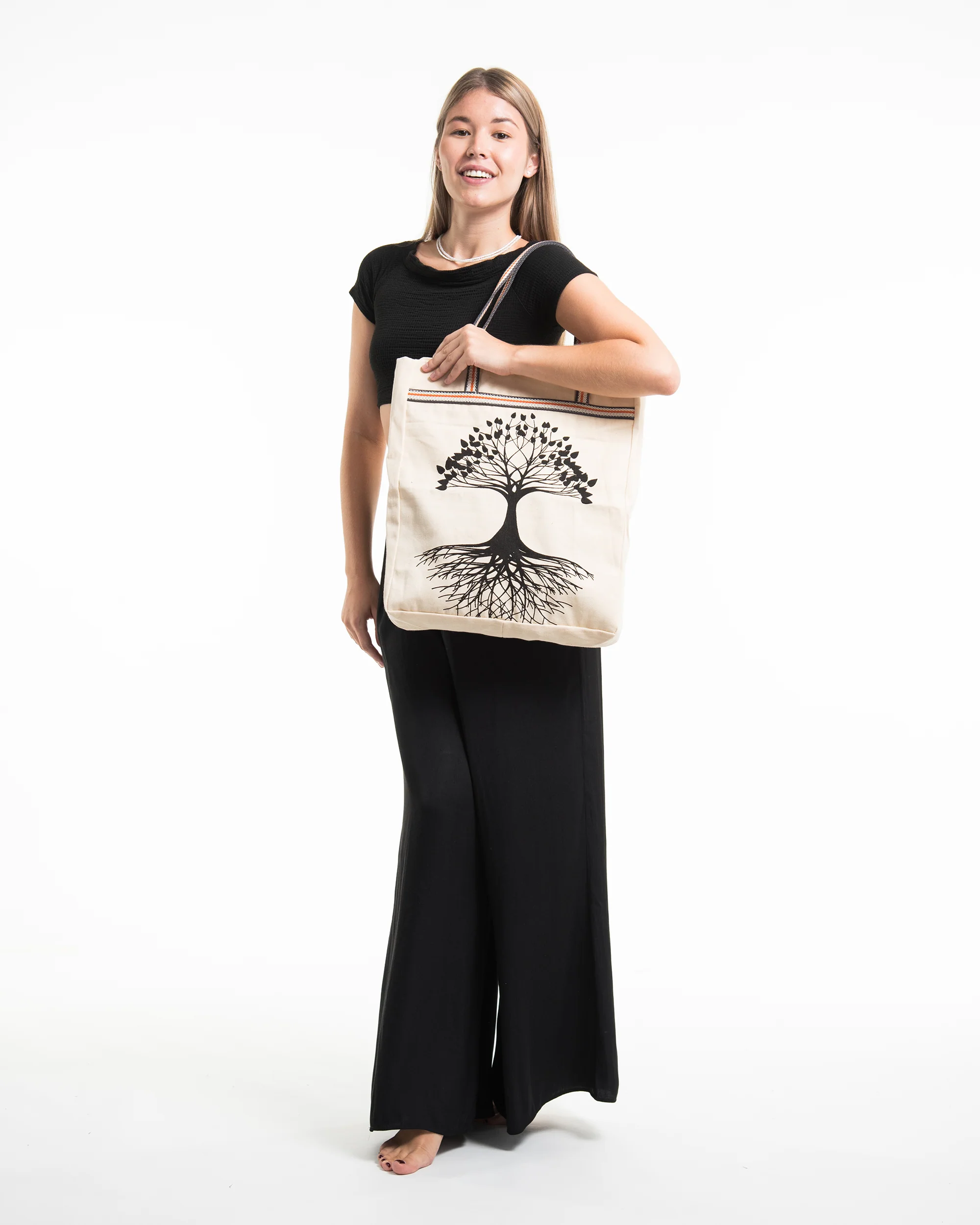 Tree of Life Canvas Everyday Tote Bag in Natural - Image 3