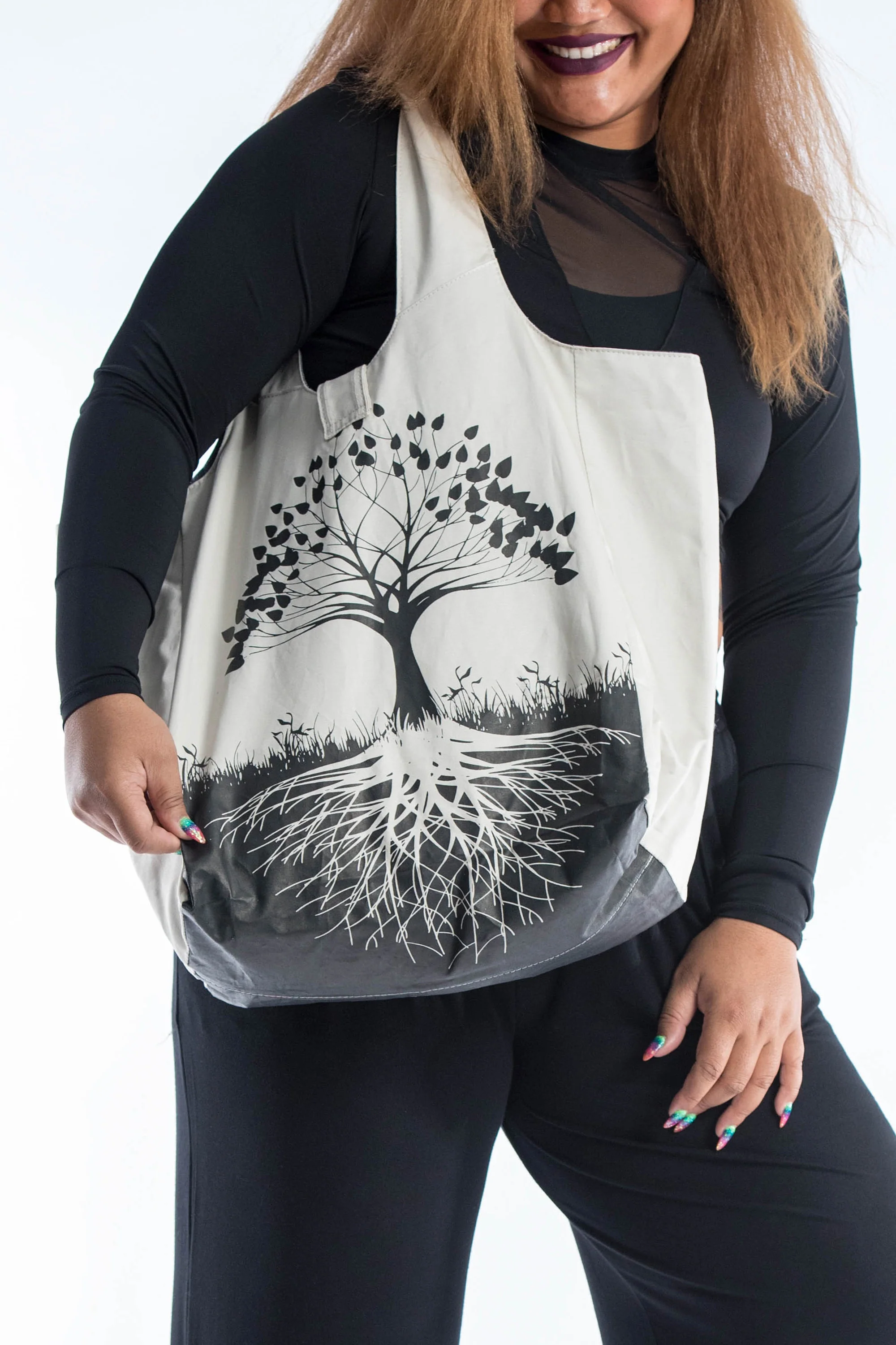 Tree of Life Cotton Tote Bag Cream - Image 4
