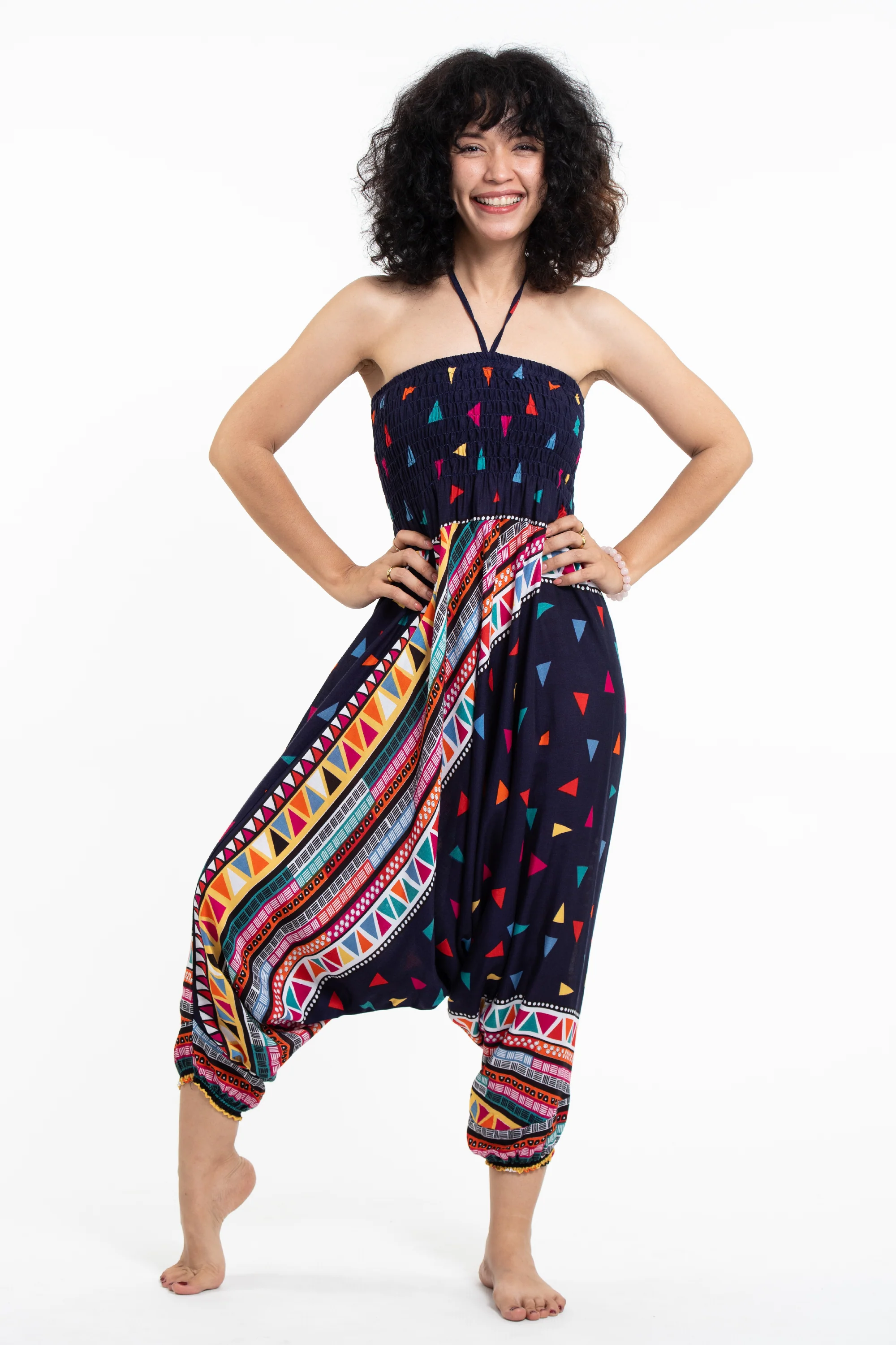 Triangles 2-in-1 Jumpsuit Harem Pants in Navy - Image 5