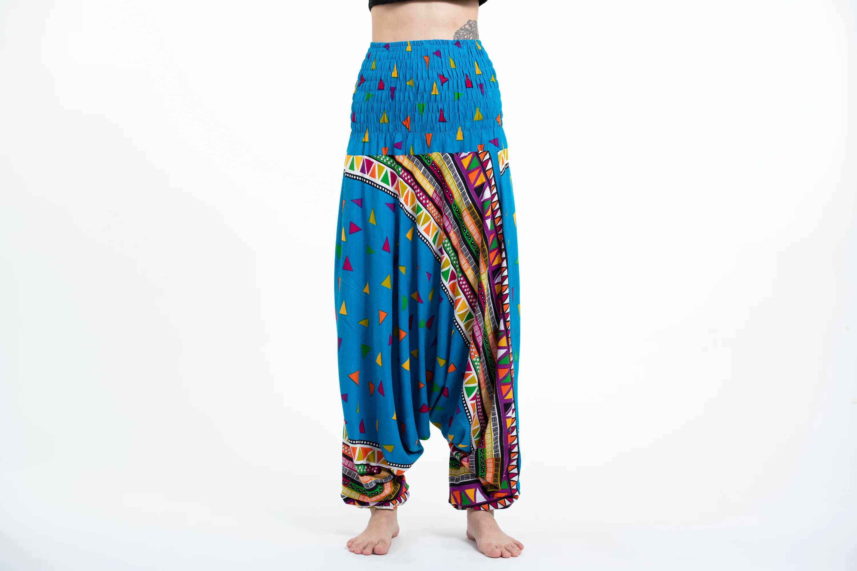 Triangles 2-in-1 Jumpsuit Harem Pants in Ocean Blue - Image 2