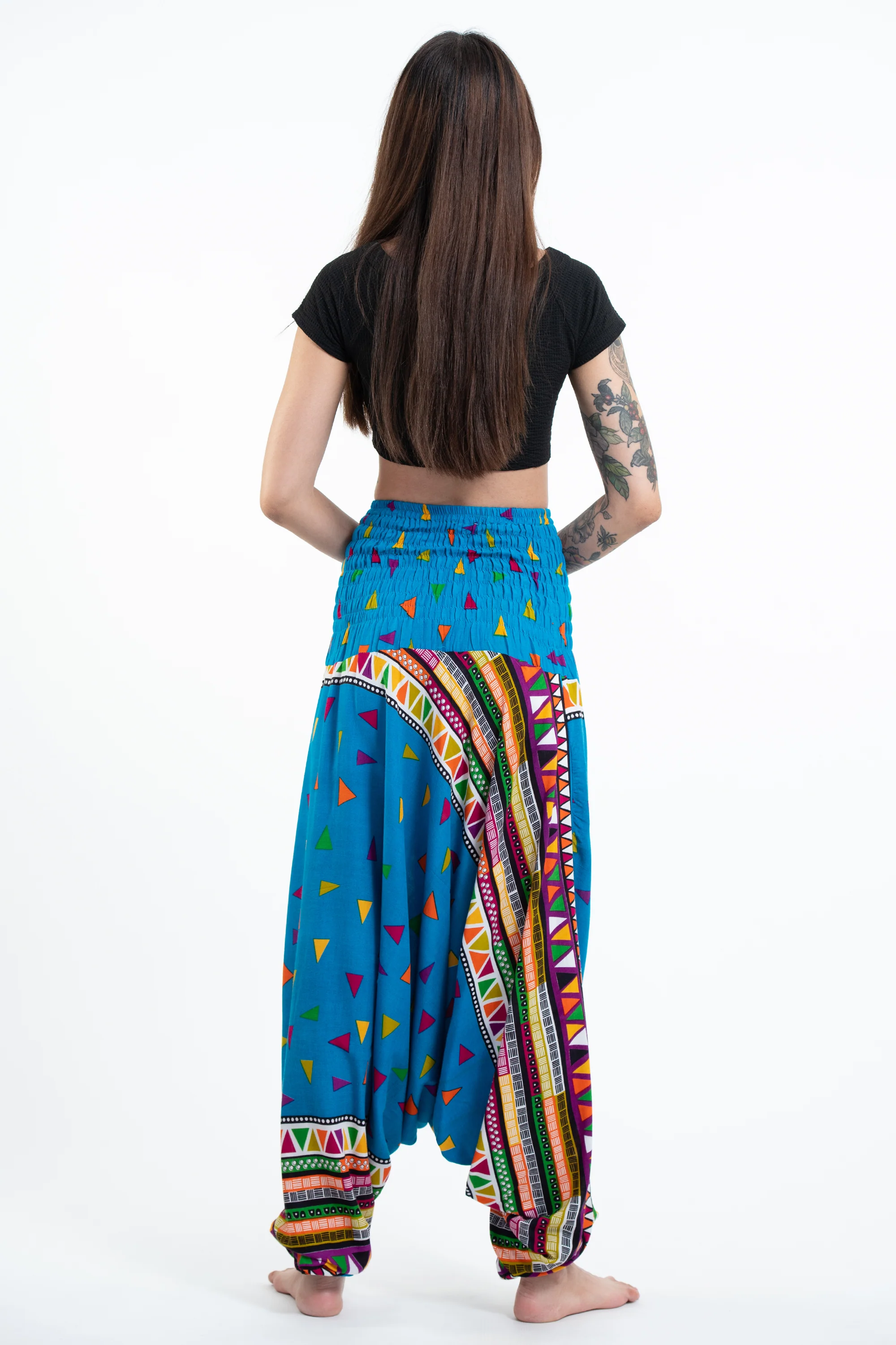 Triangles 2-in-1 Jumpsuit Harem Pants in Ocean Blue - Image 4