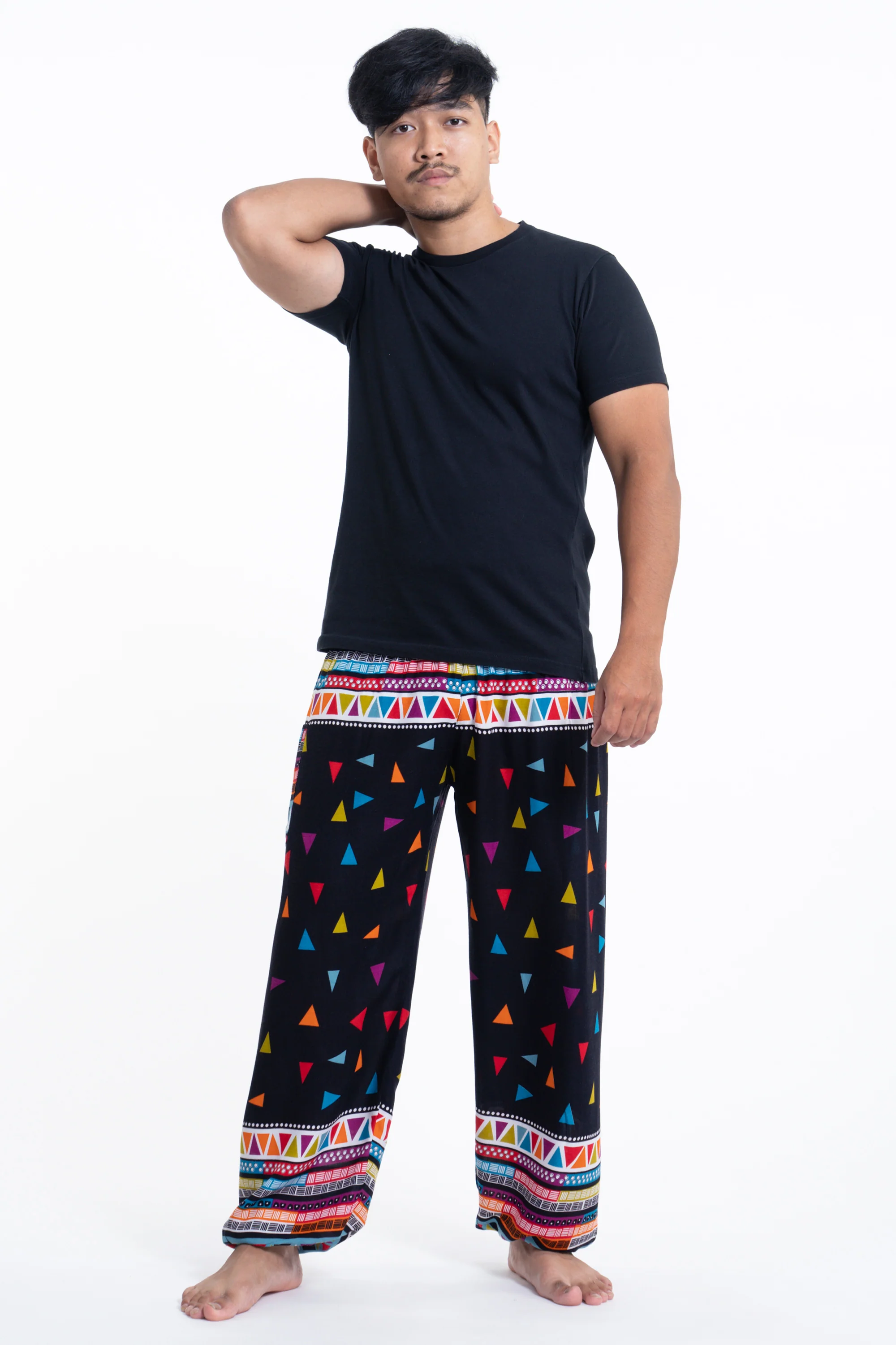 Triangles Men's Harem Pants in Black - Image 3