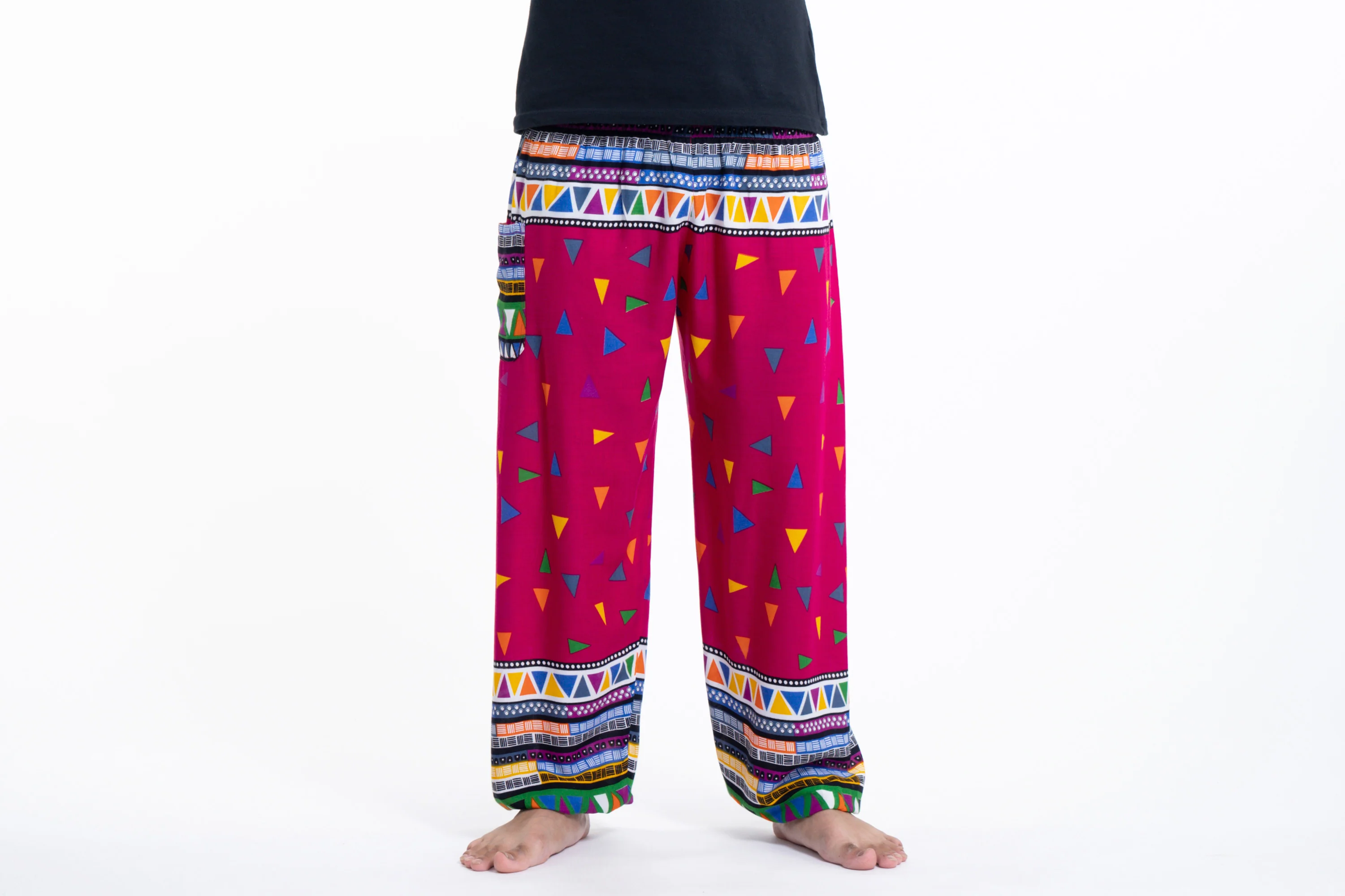 Triangles Men's Harem Pants in Pink - Image 2
