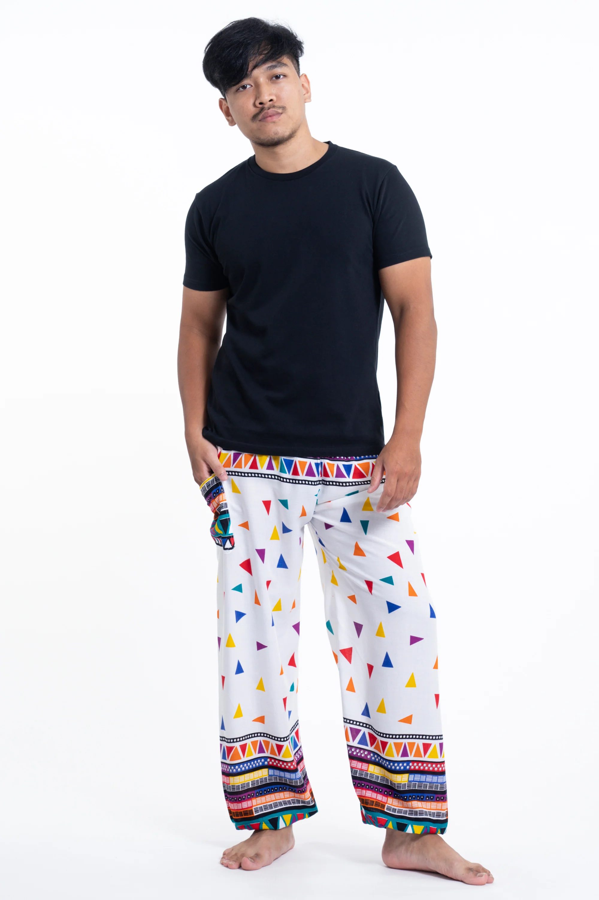 Triangles Men's Harem Pants in White