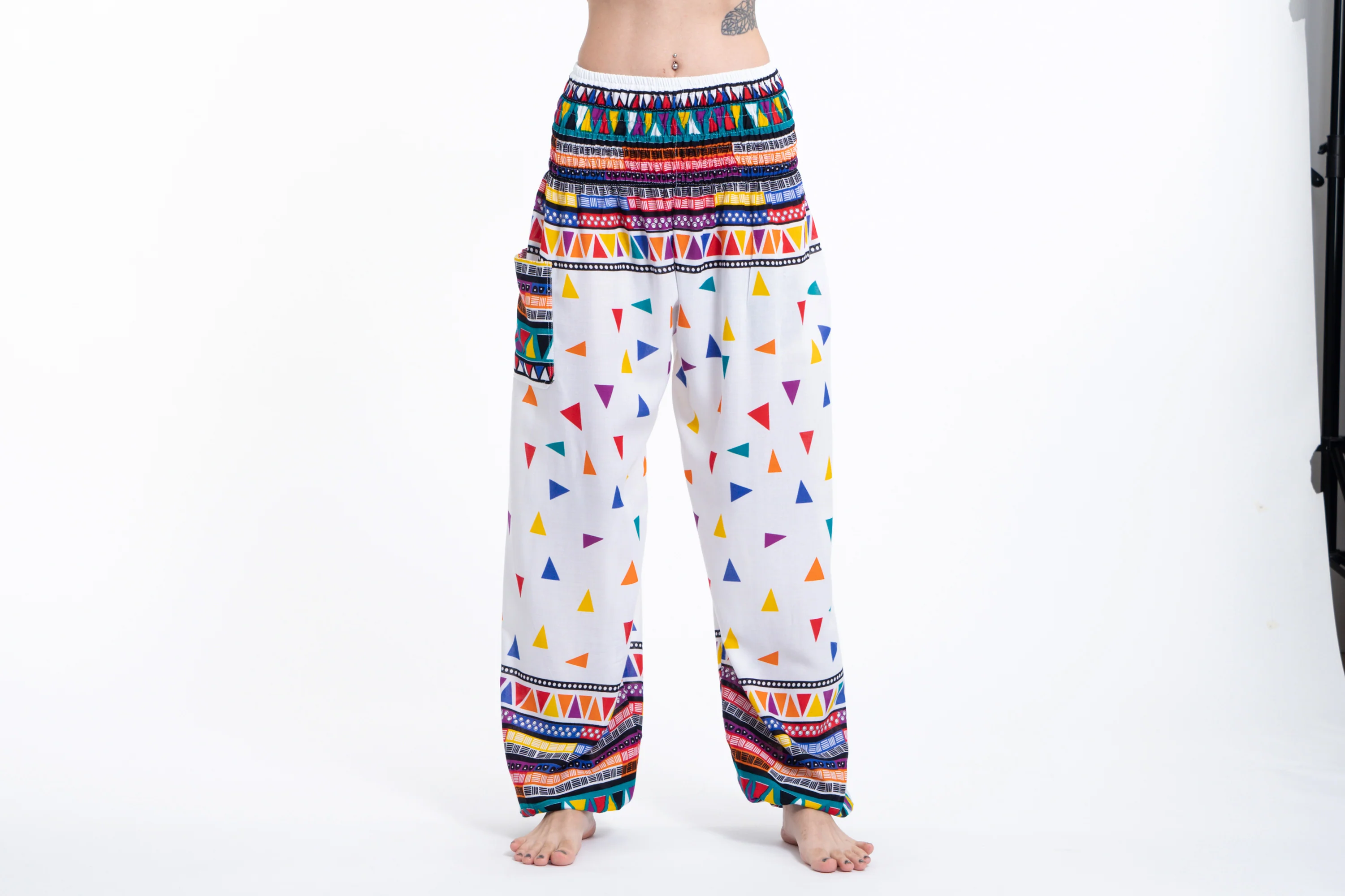 Triangles Women's Harem Pants in White - Image 2