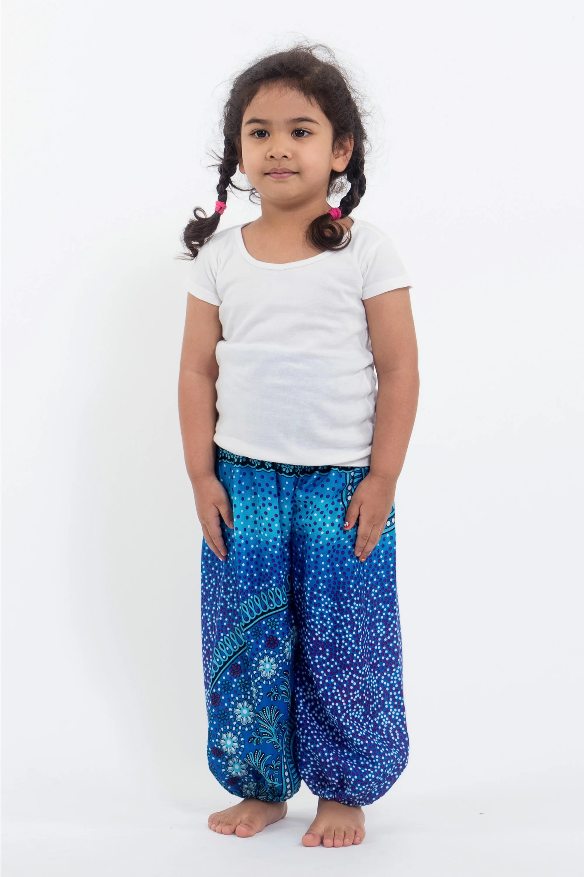 Tribal Chakras Kids Harem Pants in Blue - Image 4