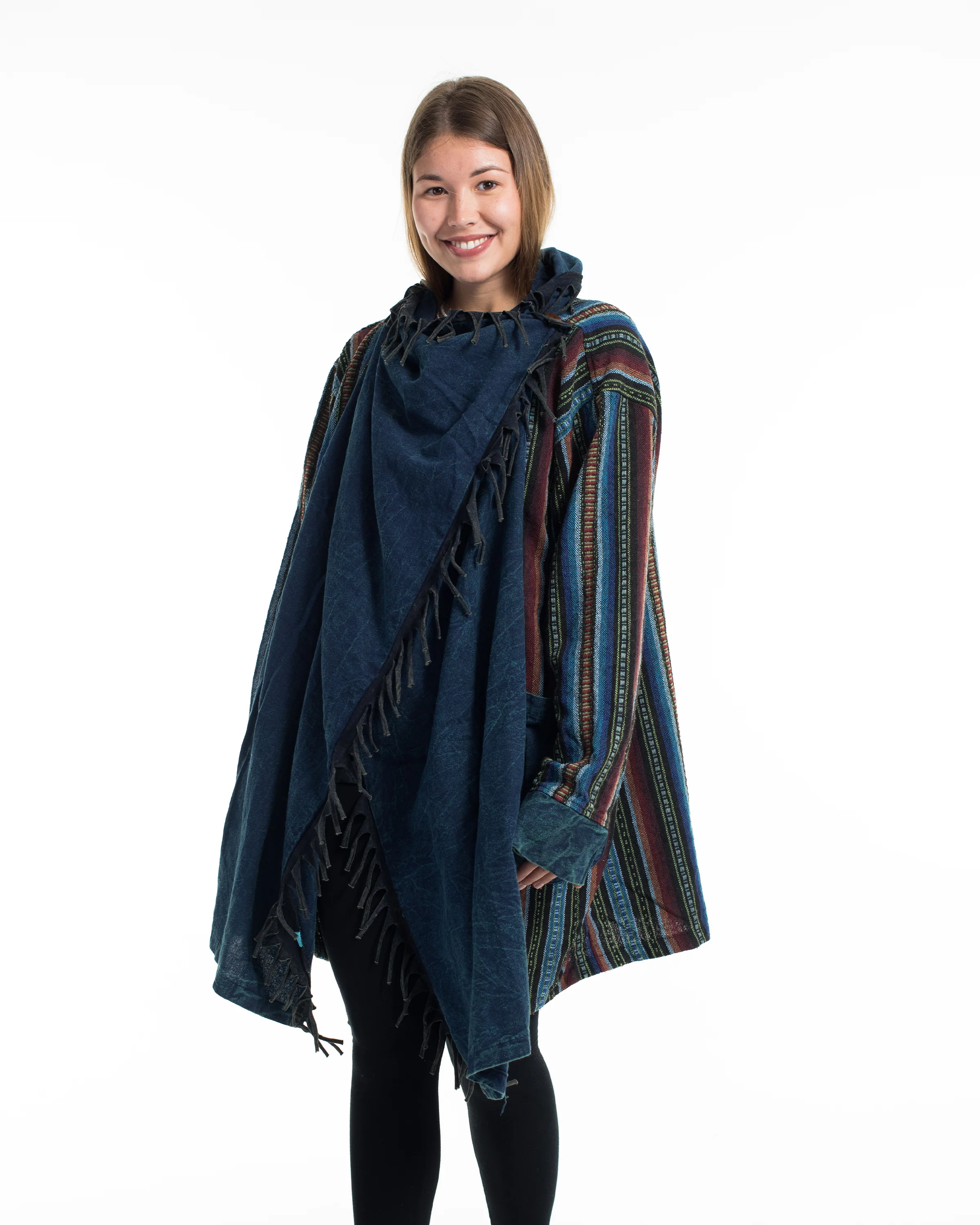 Tribal Cloak Jacket | Stonewash Drape in Denim Blue - Image 5