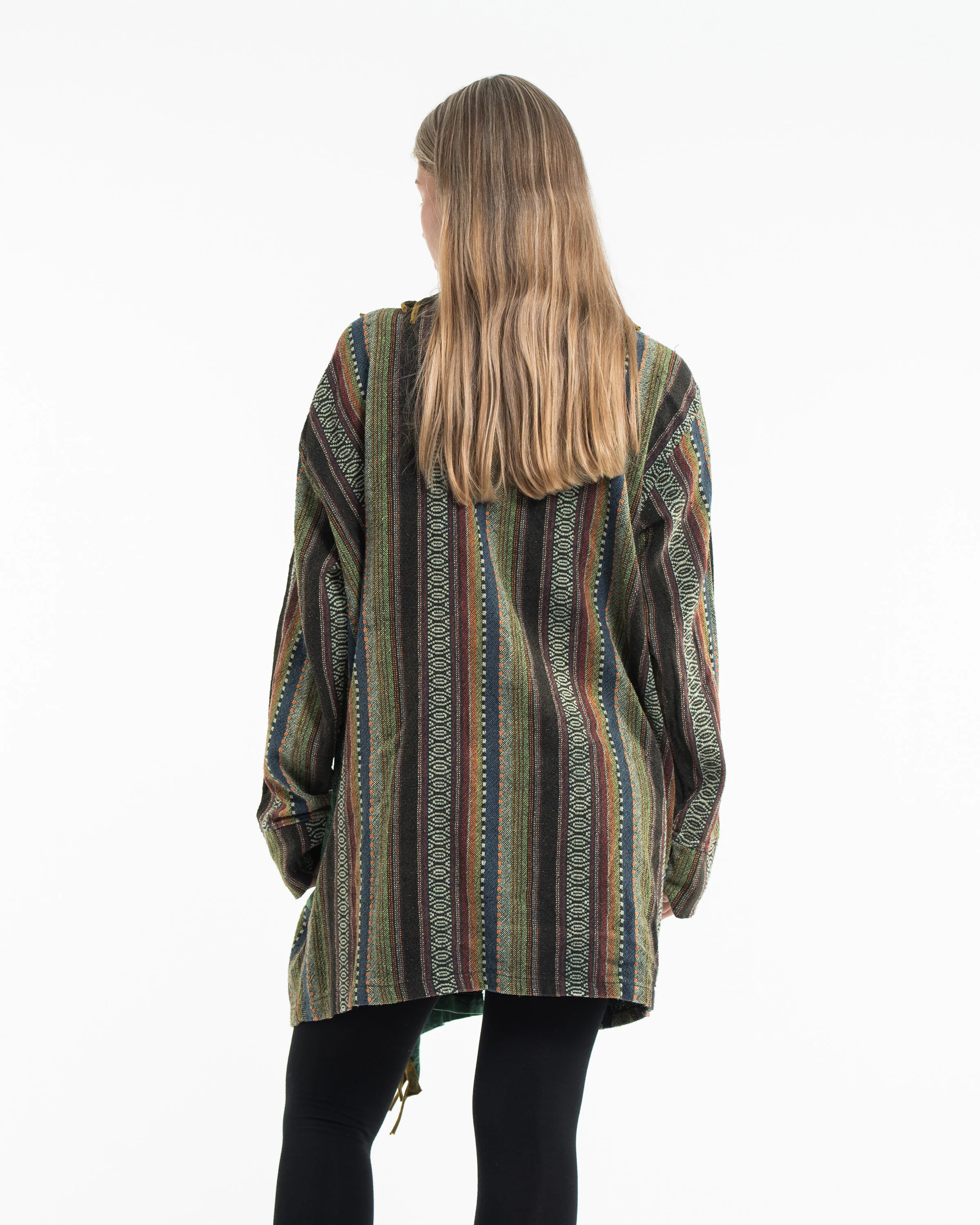 Tribal Cloak Jacket | Stonewash Drape in Green - Image 3