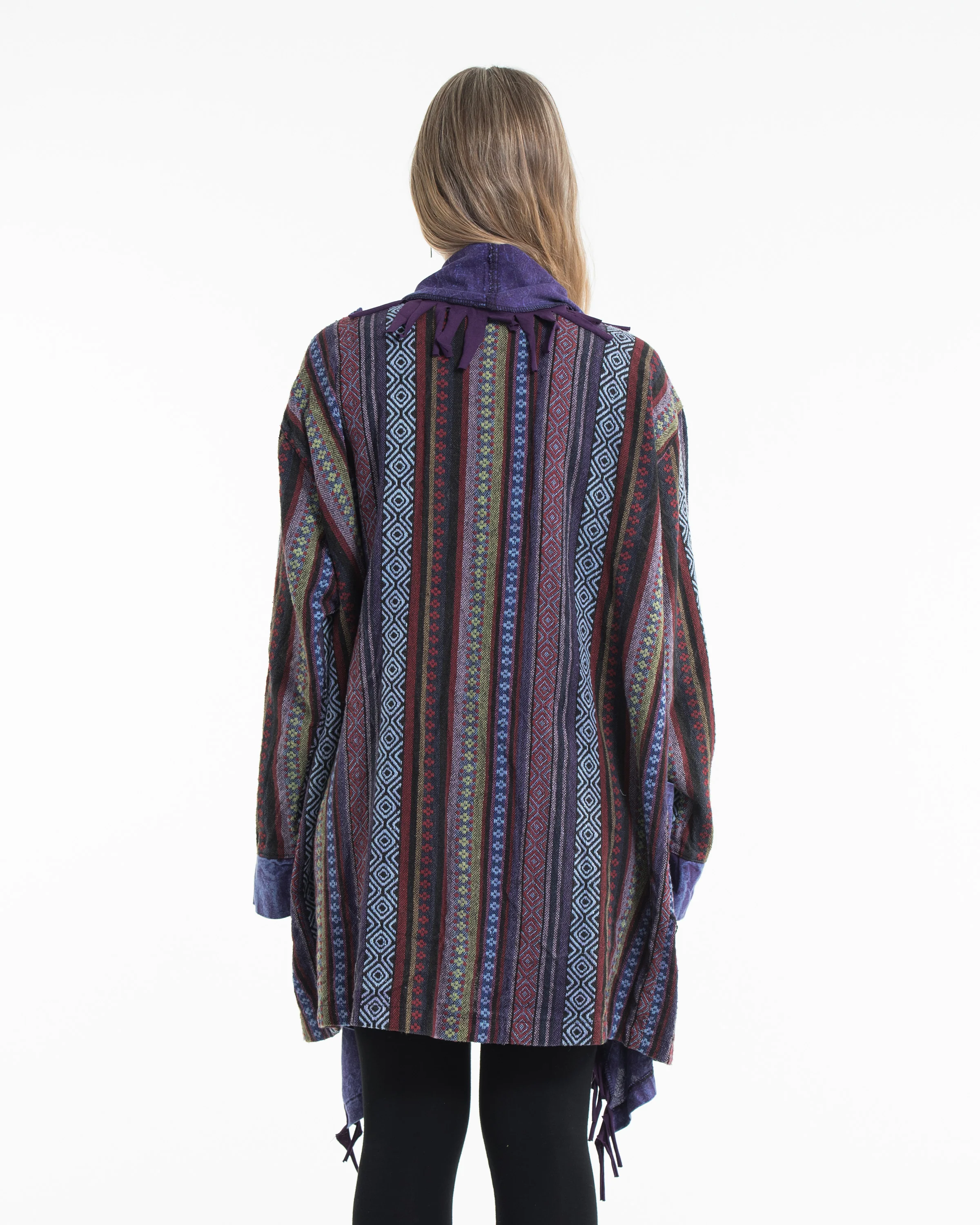 Tribal Cloak Jacket | Stonewash Drape in Purple - Image 3