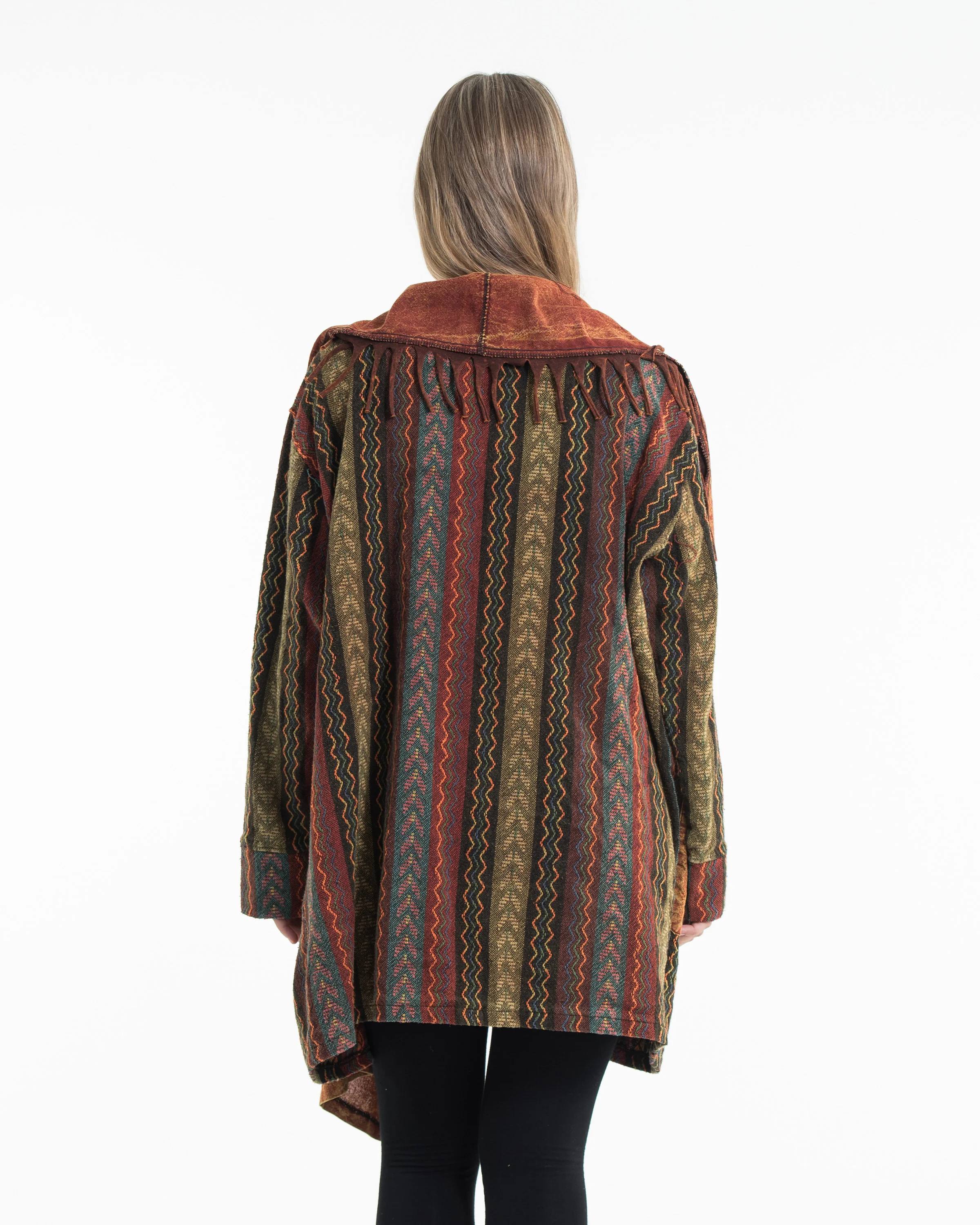 Tribal Cloak Jacket | Stonewash Drape in Rust - Image 3