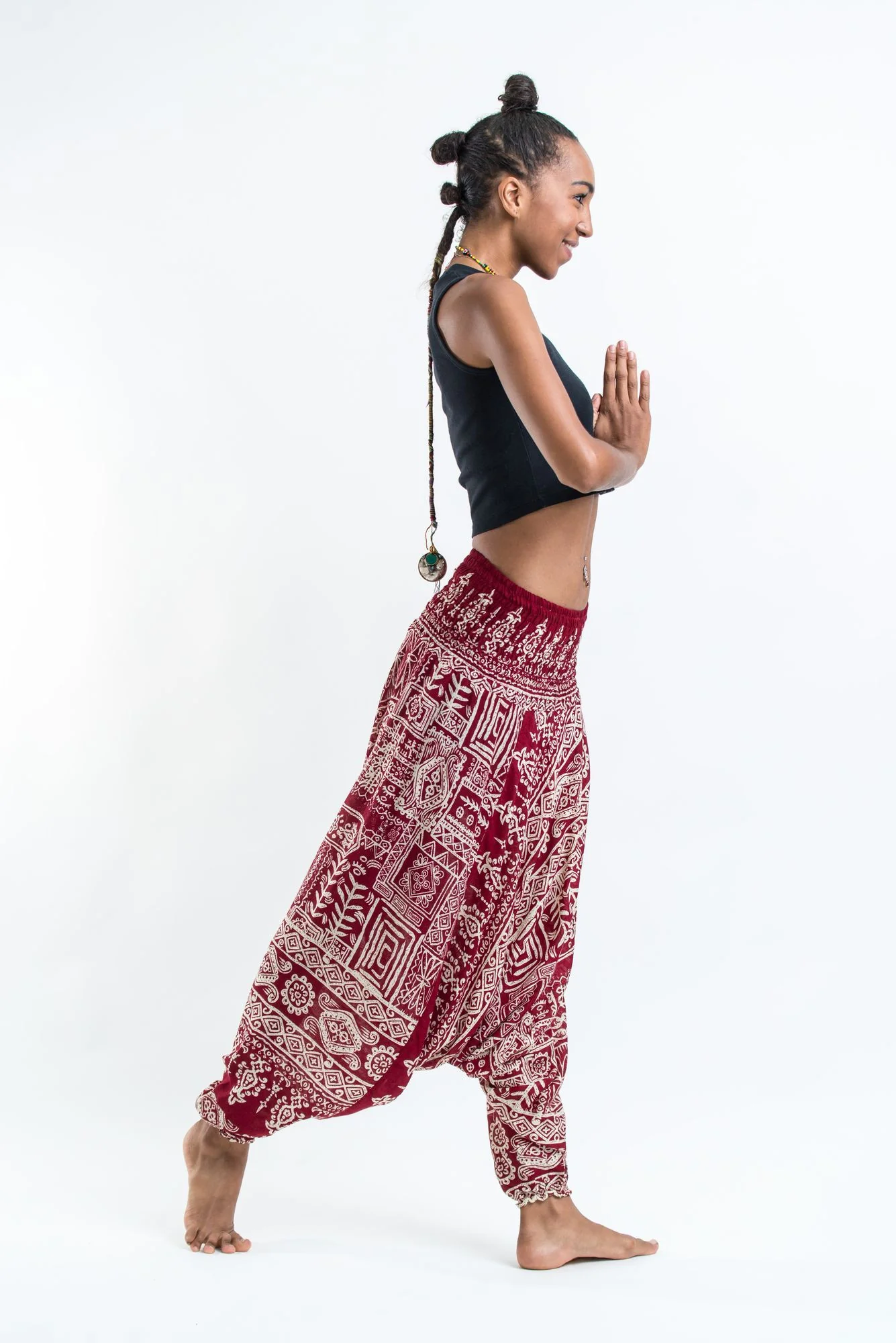 Tribal Prints 2-in-1 Jumpsuit Harem Pants in Red - Image 3