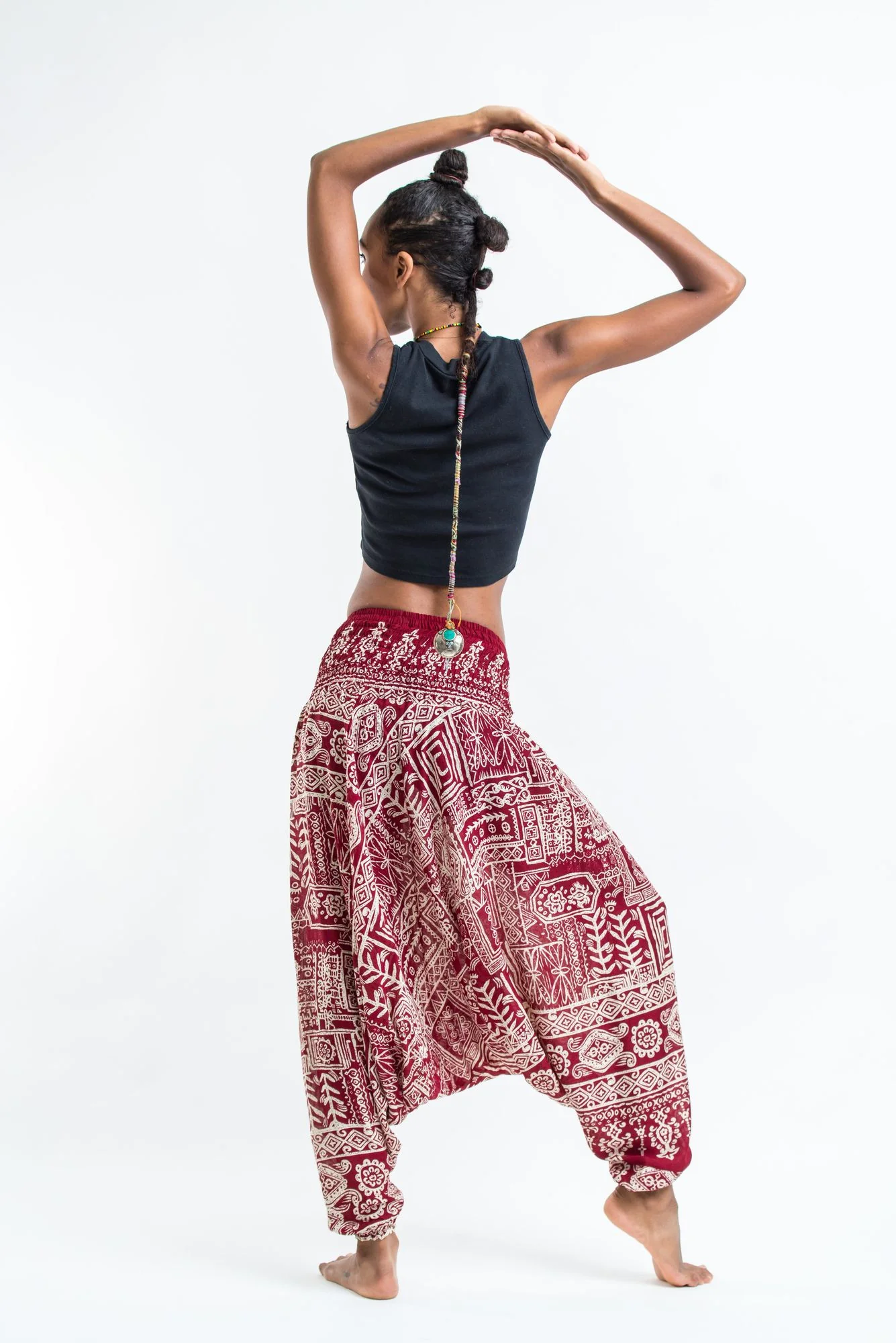 Tribal Prints 2-in-1 Jumpsuit Harem Pants in Red - Image 4
