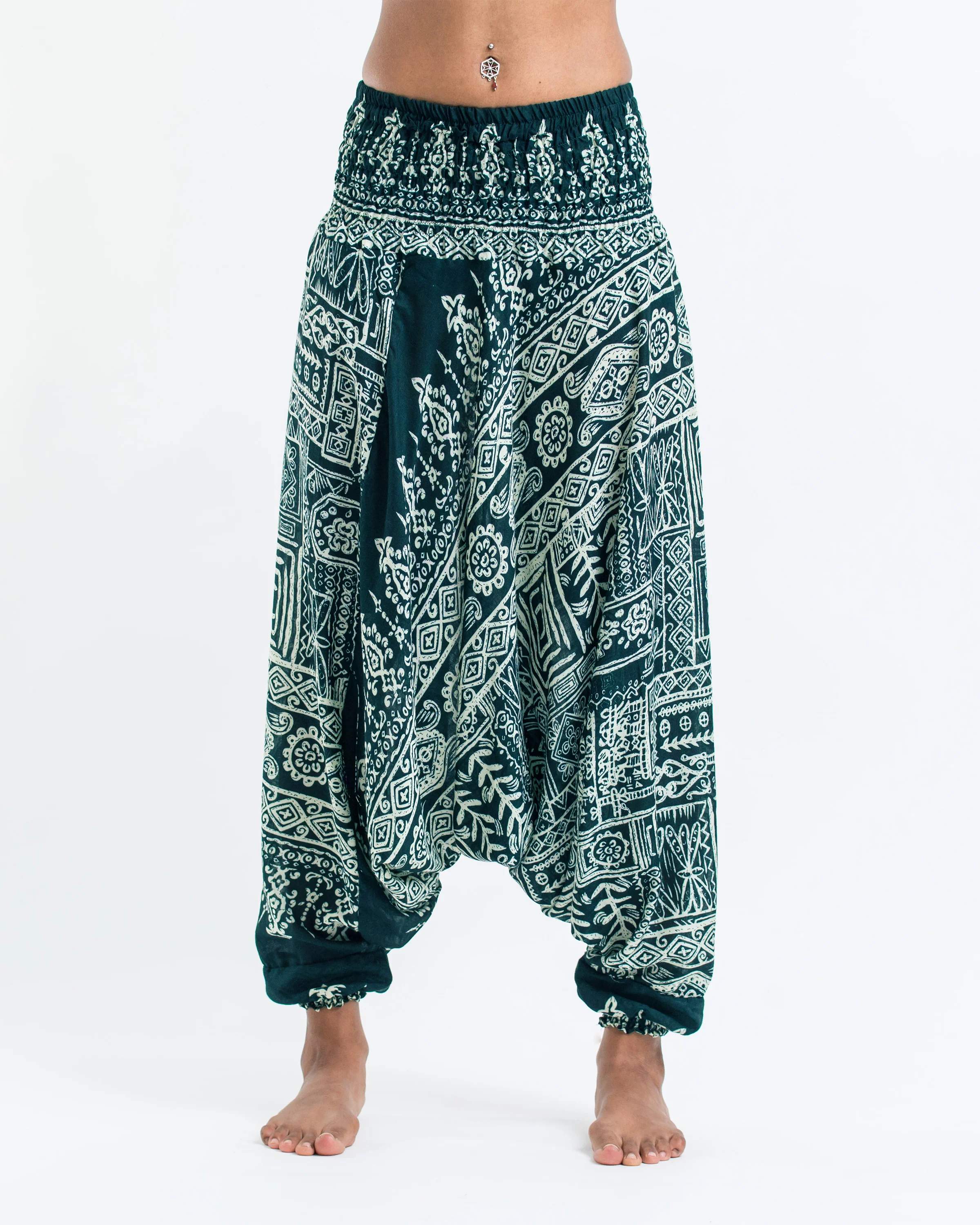 Tribal Prints 2-in-1 Jumpsuit Harem Pants in Teal - Image 2