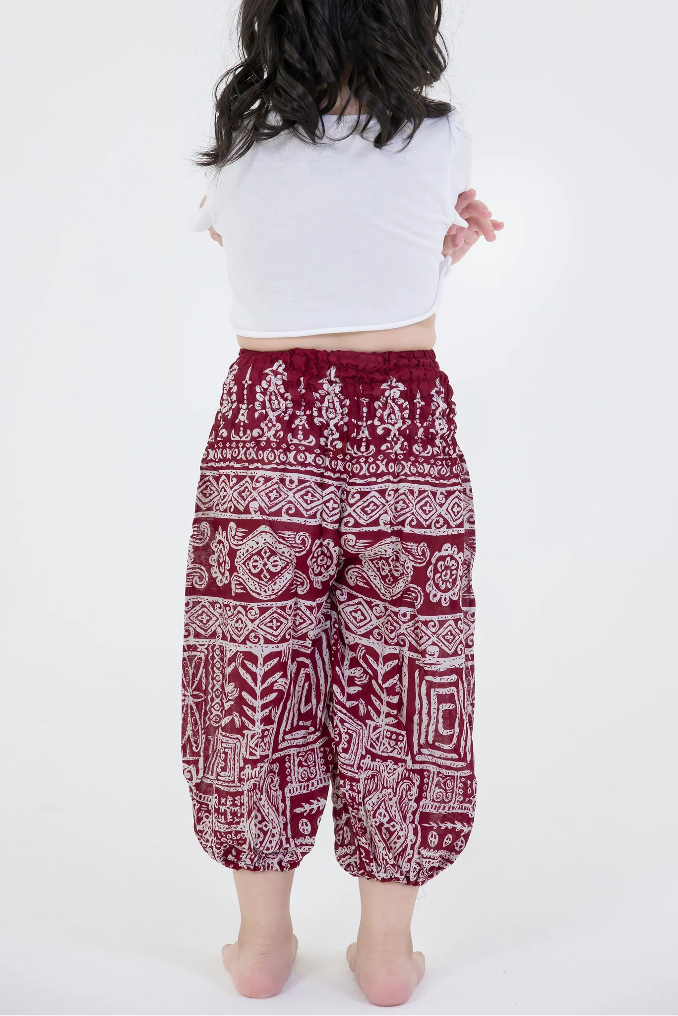 Tribal Prints Kids Harem Pants in Red - Image 3