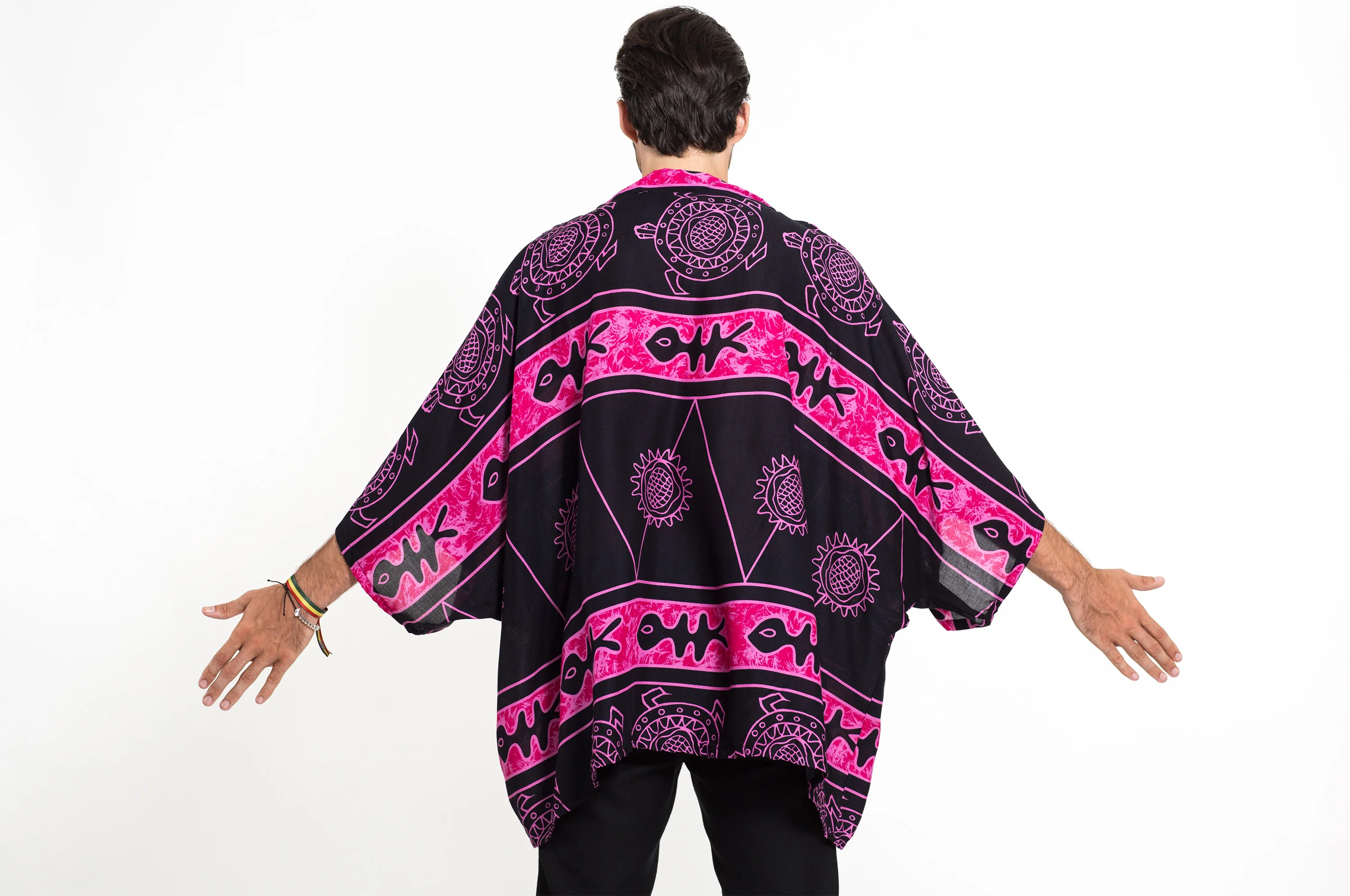 Turtle Print Kimono Cardigan in Pink - Image 4