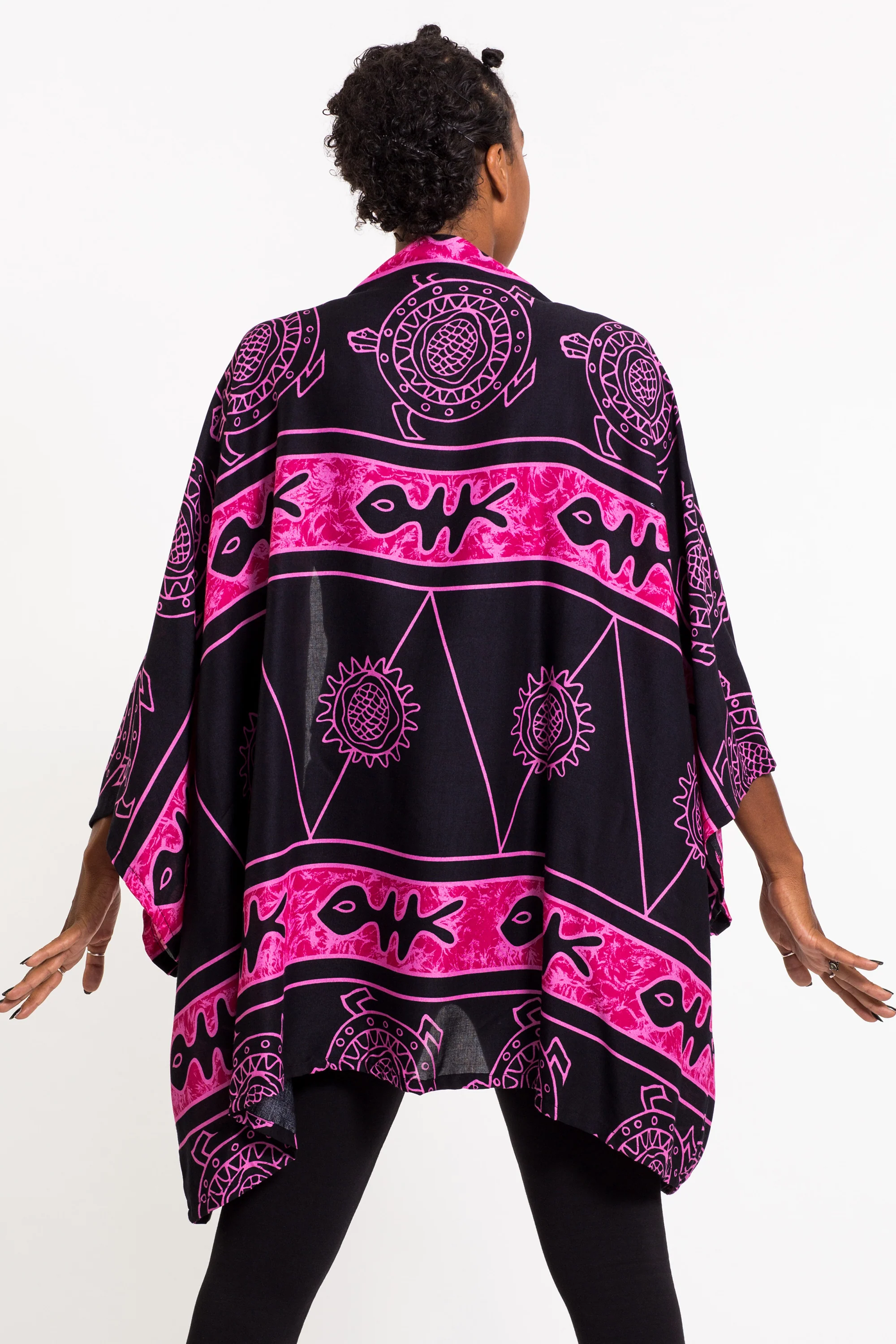 Turtle Print Kimono Cardigan in Pink - Image 5