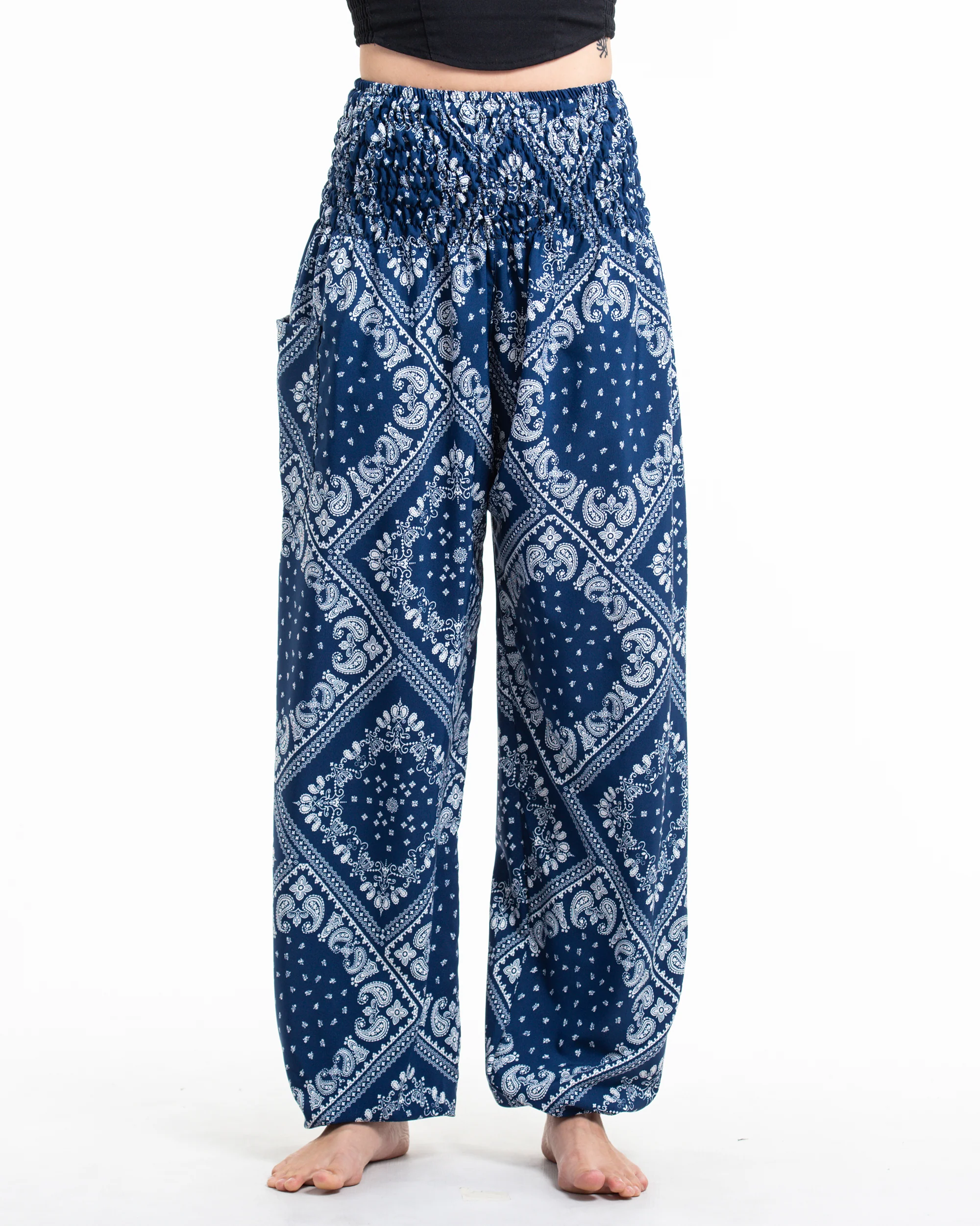 Unisex Patchwork Paisley Lounge Set in Navy - Image 4