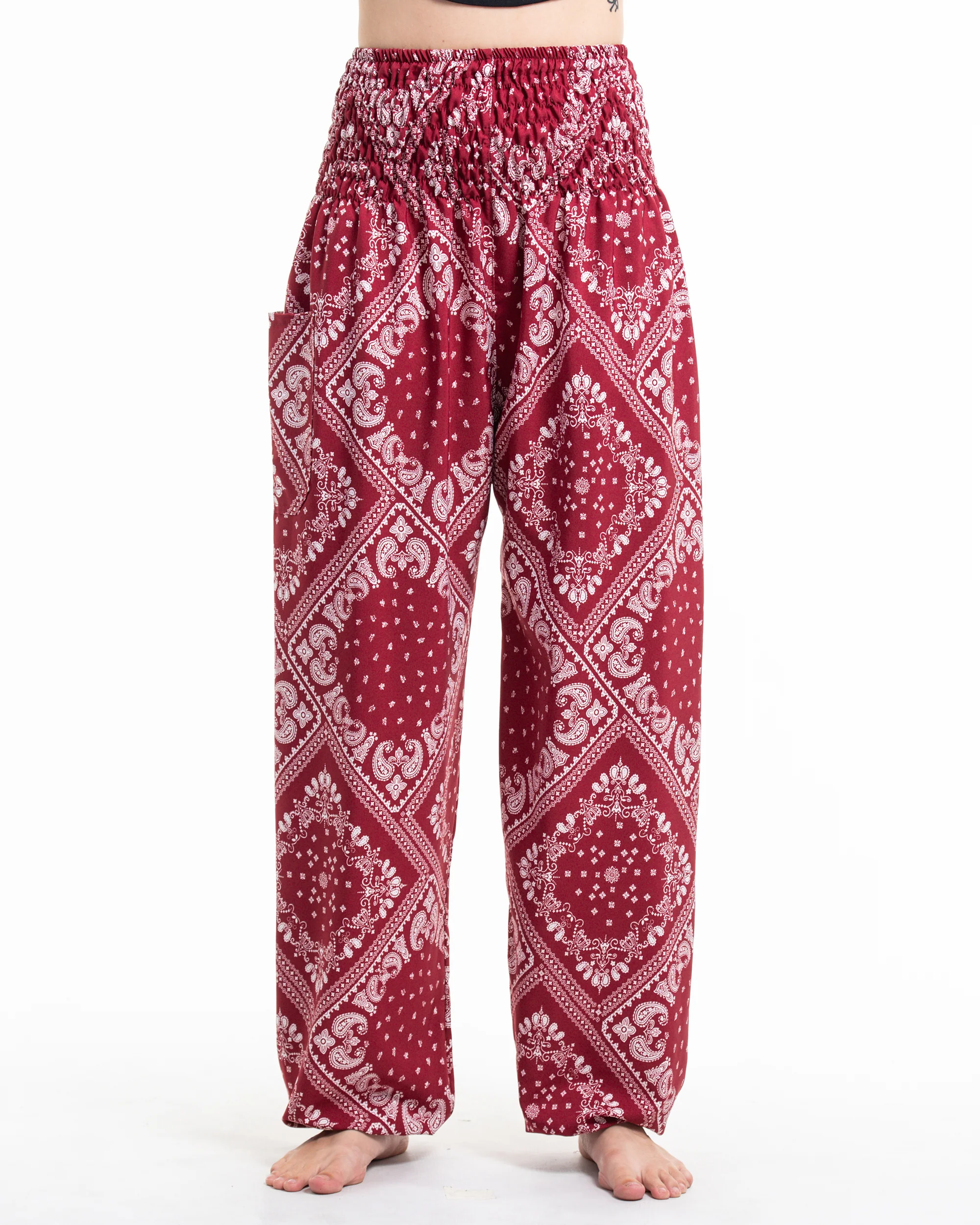 Unisex Patchwork Paisley Lounge Set in Red - Image 4