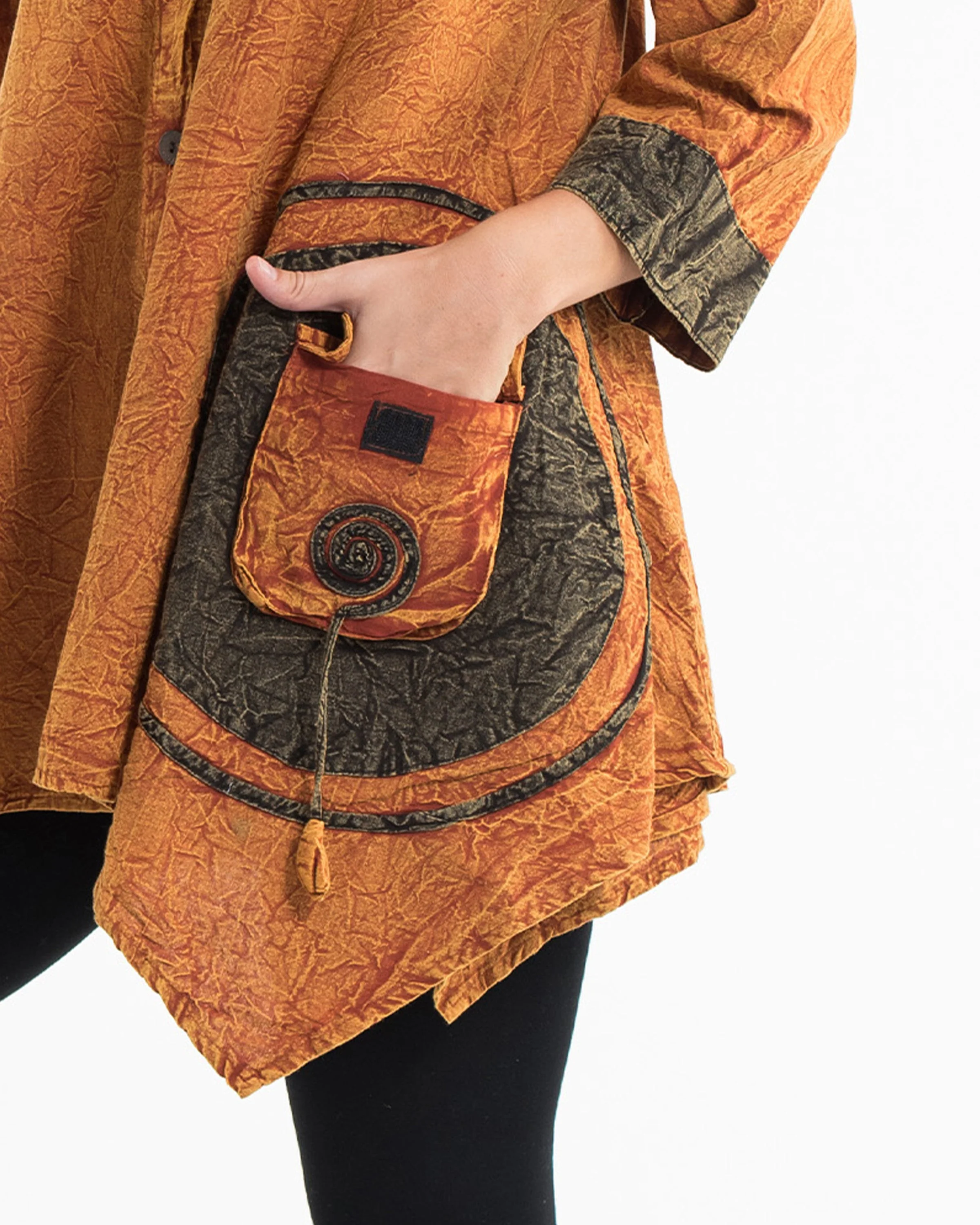 Unisex Spiral Stonewashed Tunic Top in Orange - Image 4