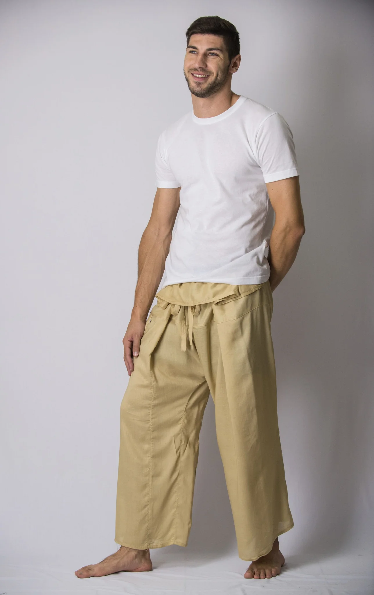 Unisex Thai Fisherman Pants in Beige