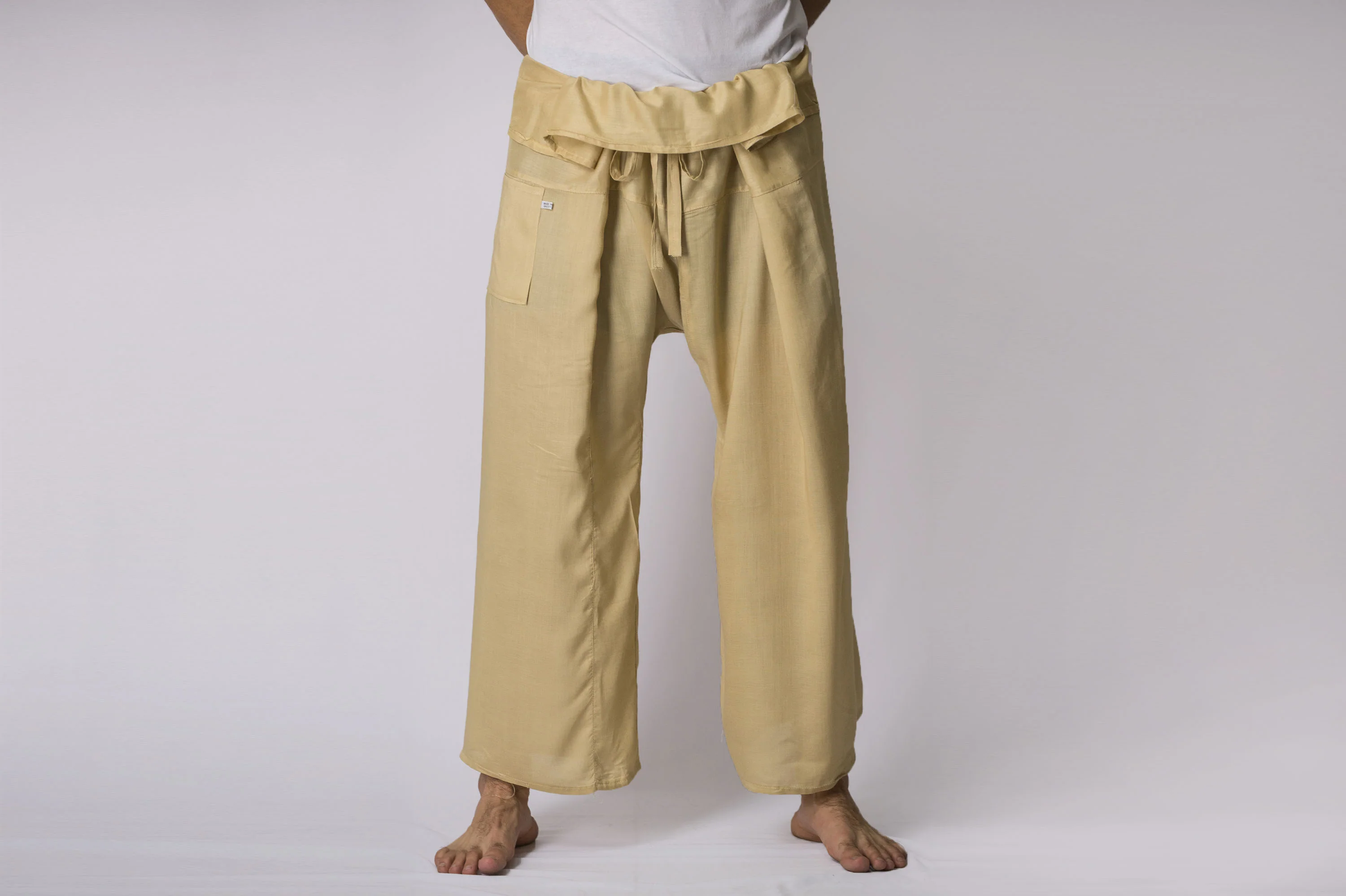 Unisex Thai Fisherman Pants in Beige - Image 2