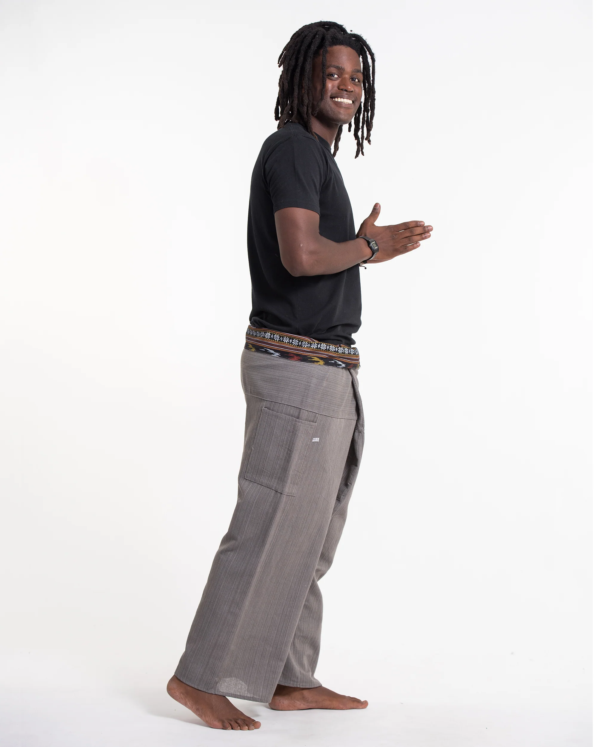Unisex Thai Fisherman Pants in Gray - Image 3
