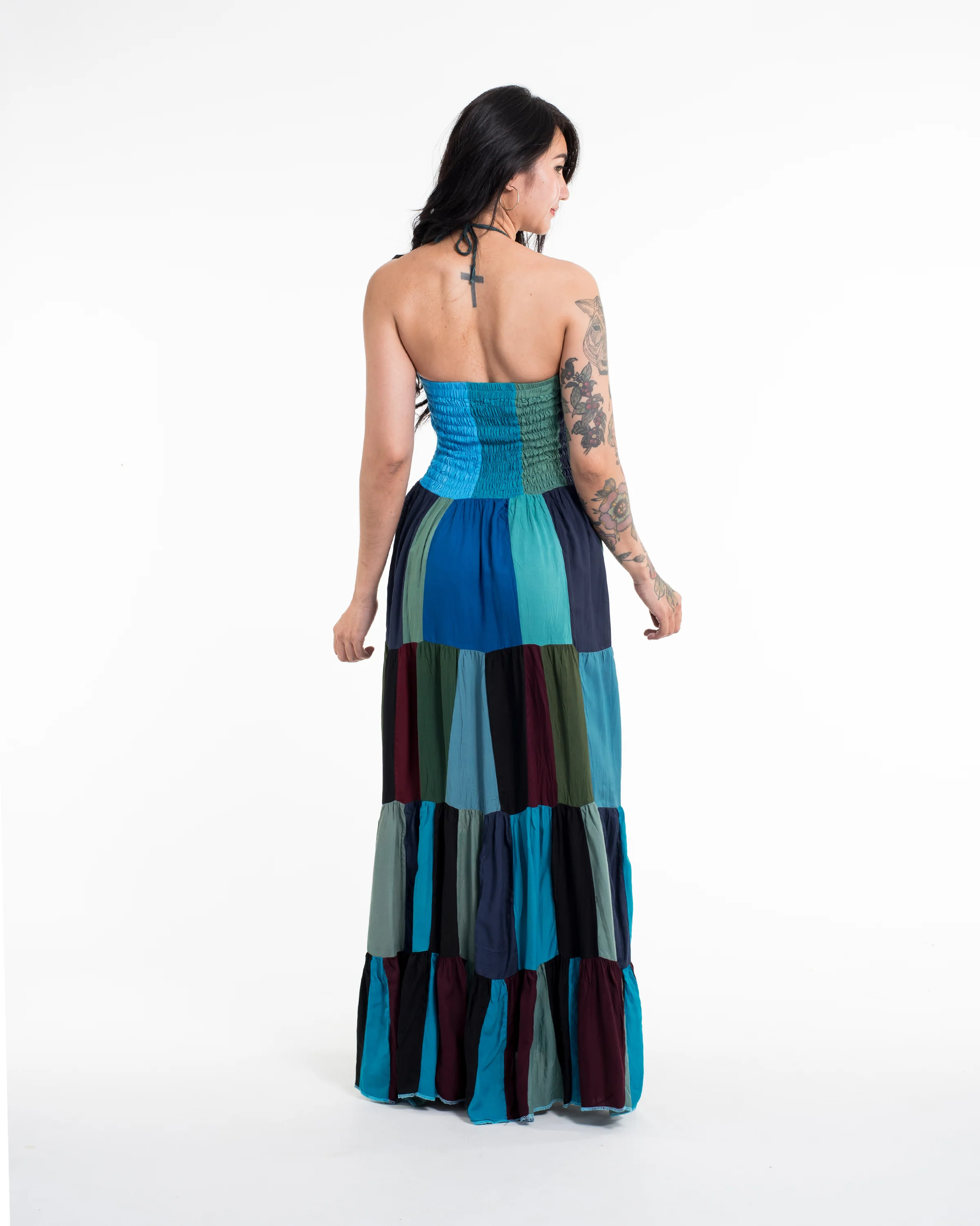 Upcycled Patchwork Maxi Dress in Blue - Image 4