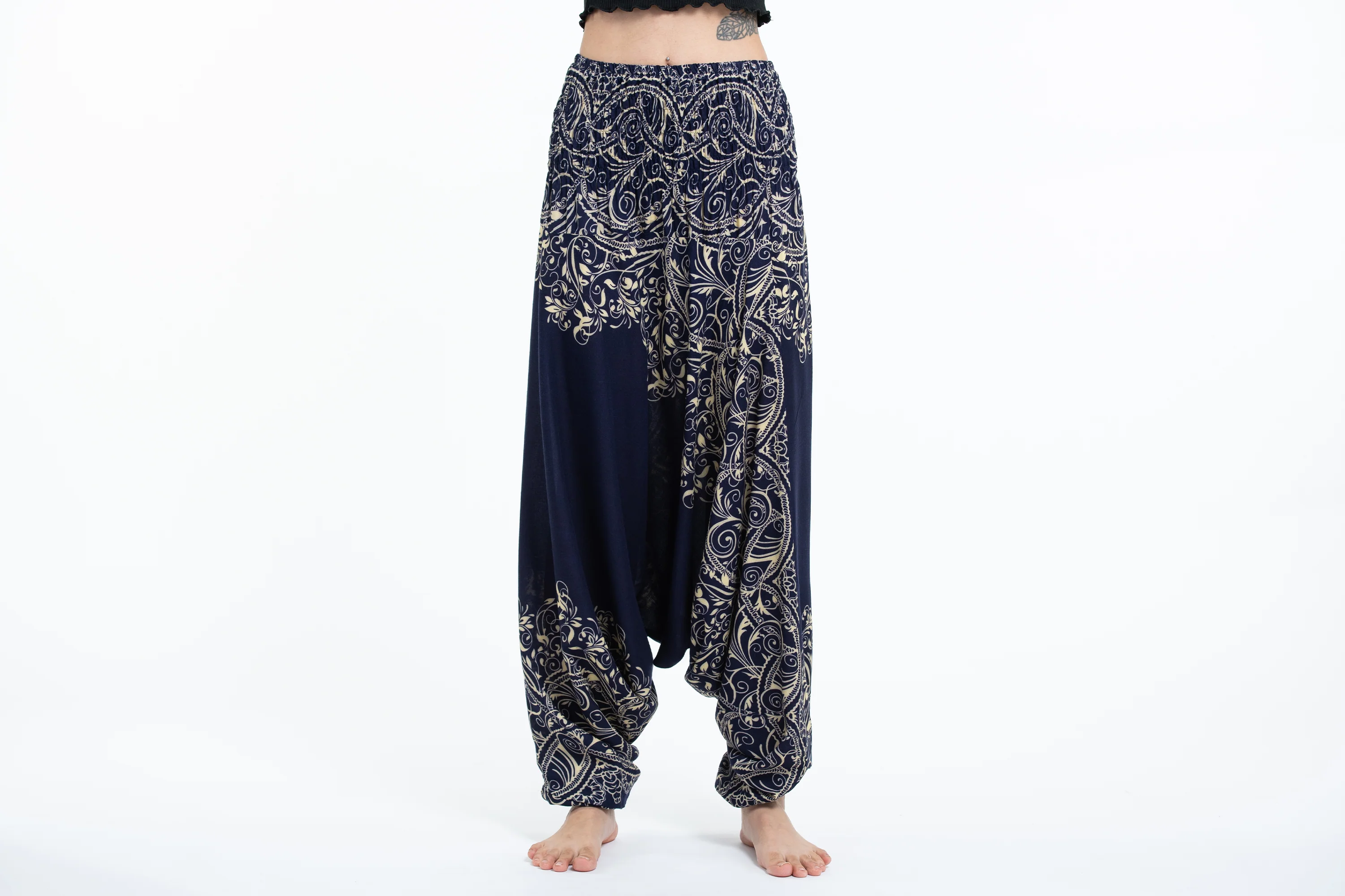 Vines 2-in-1 Jumpsuit Harem Pants in Blue - Image 2
