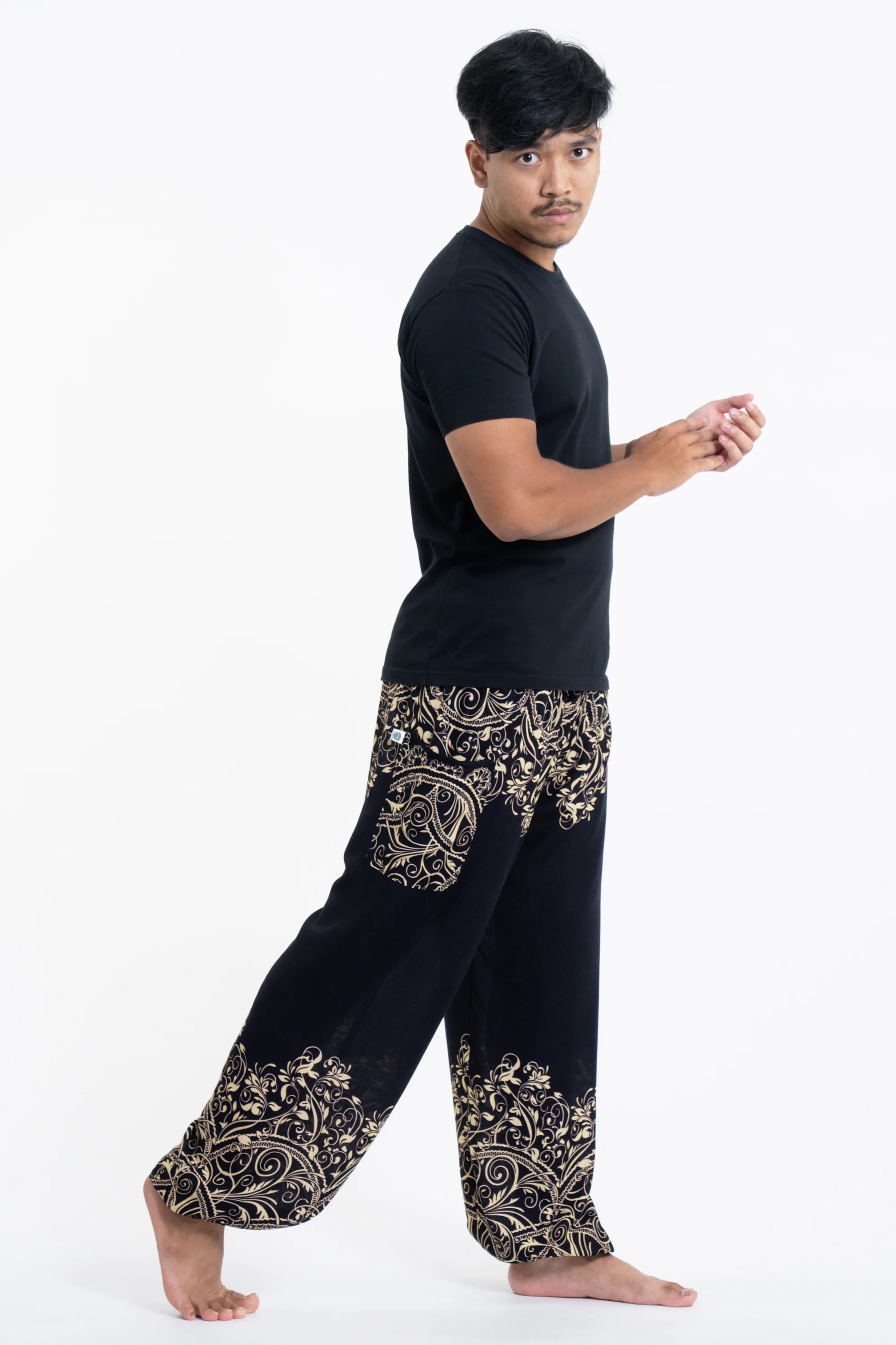 Vines Men's Harem Pants in Black - Image 3