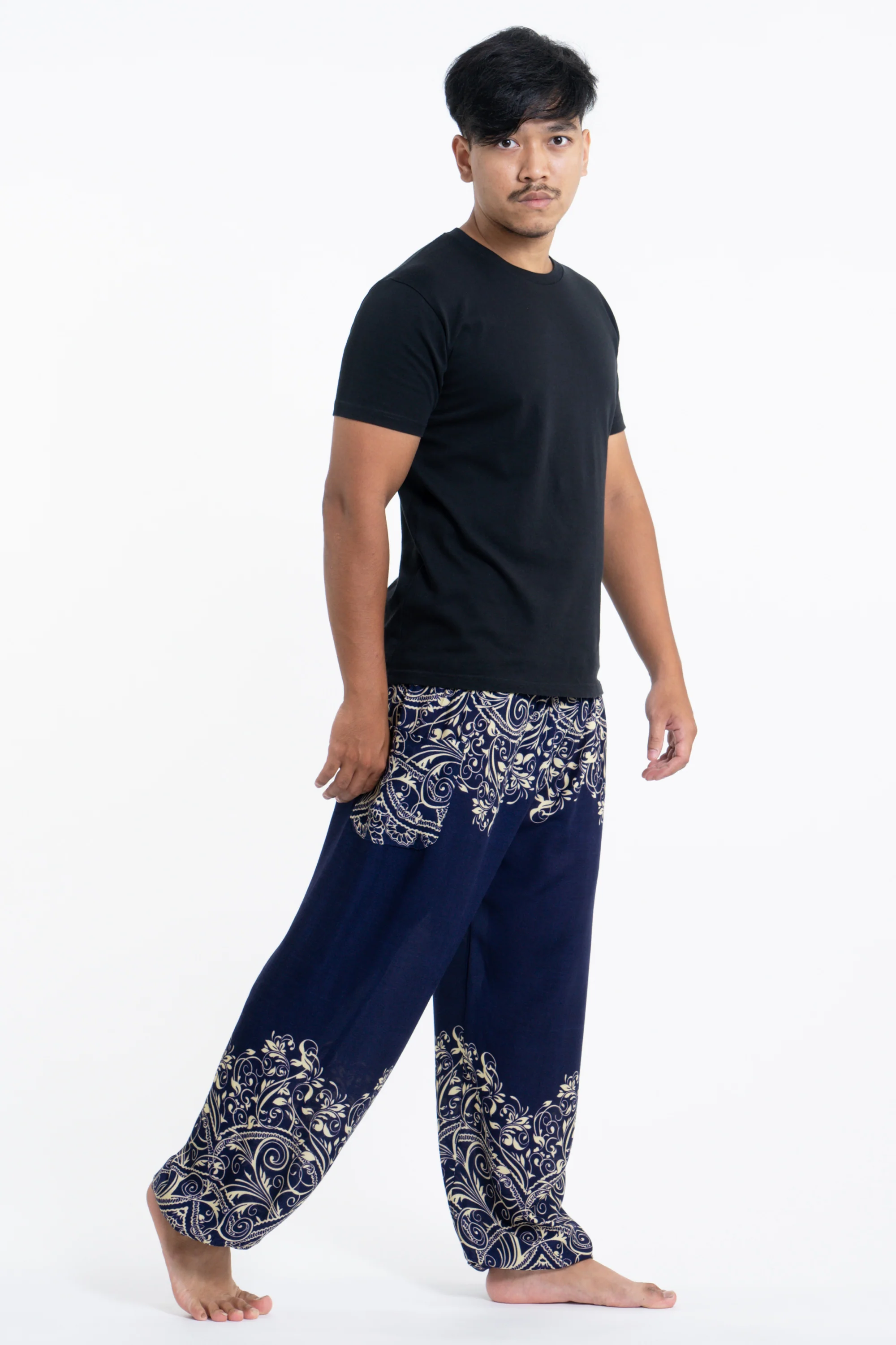 Vines Men's Harem Pants in Blue - Image 3