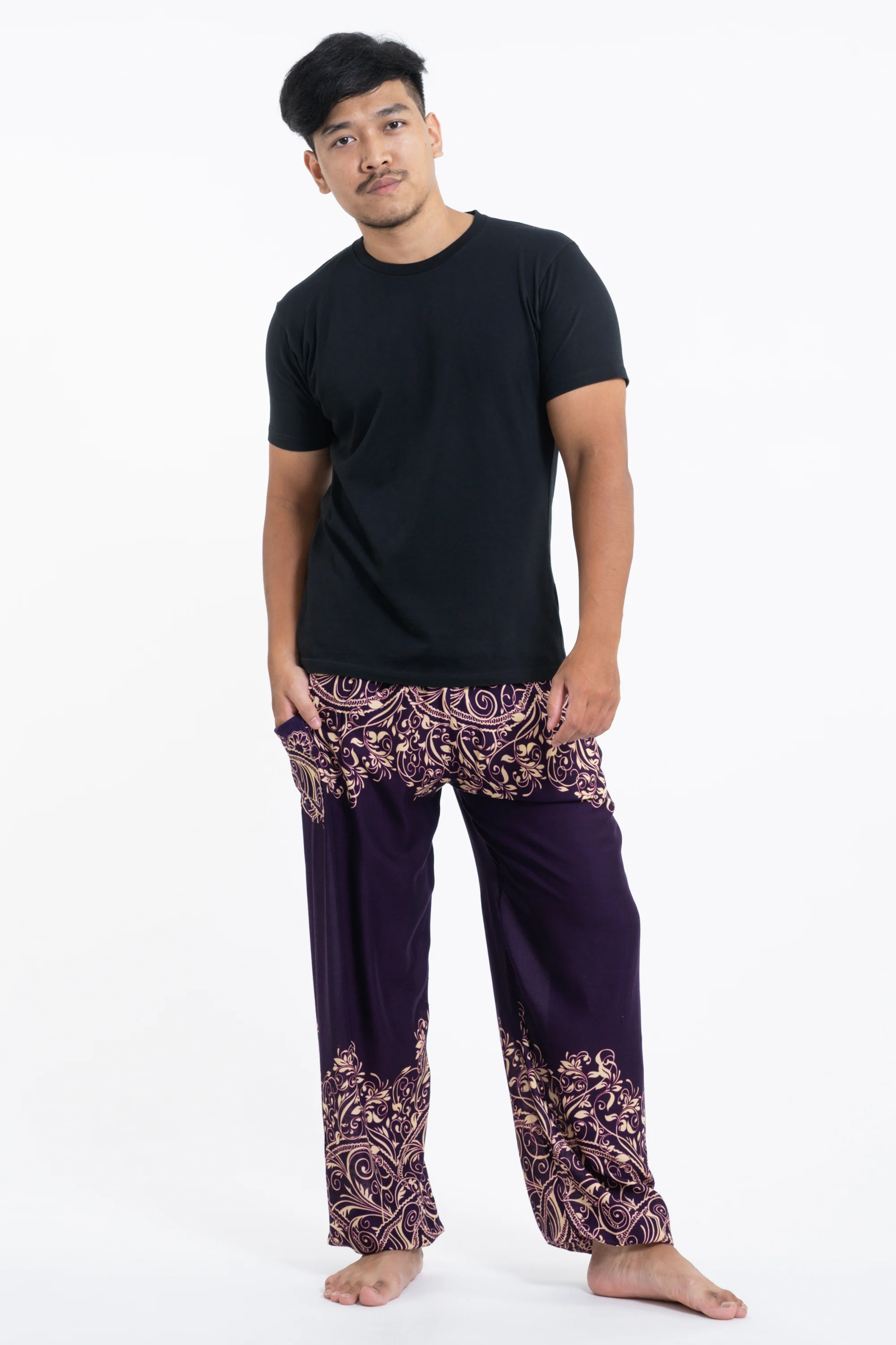 Vines Men's Harem Pants in Purple