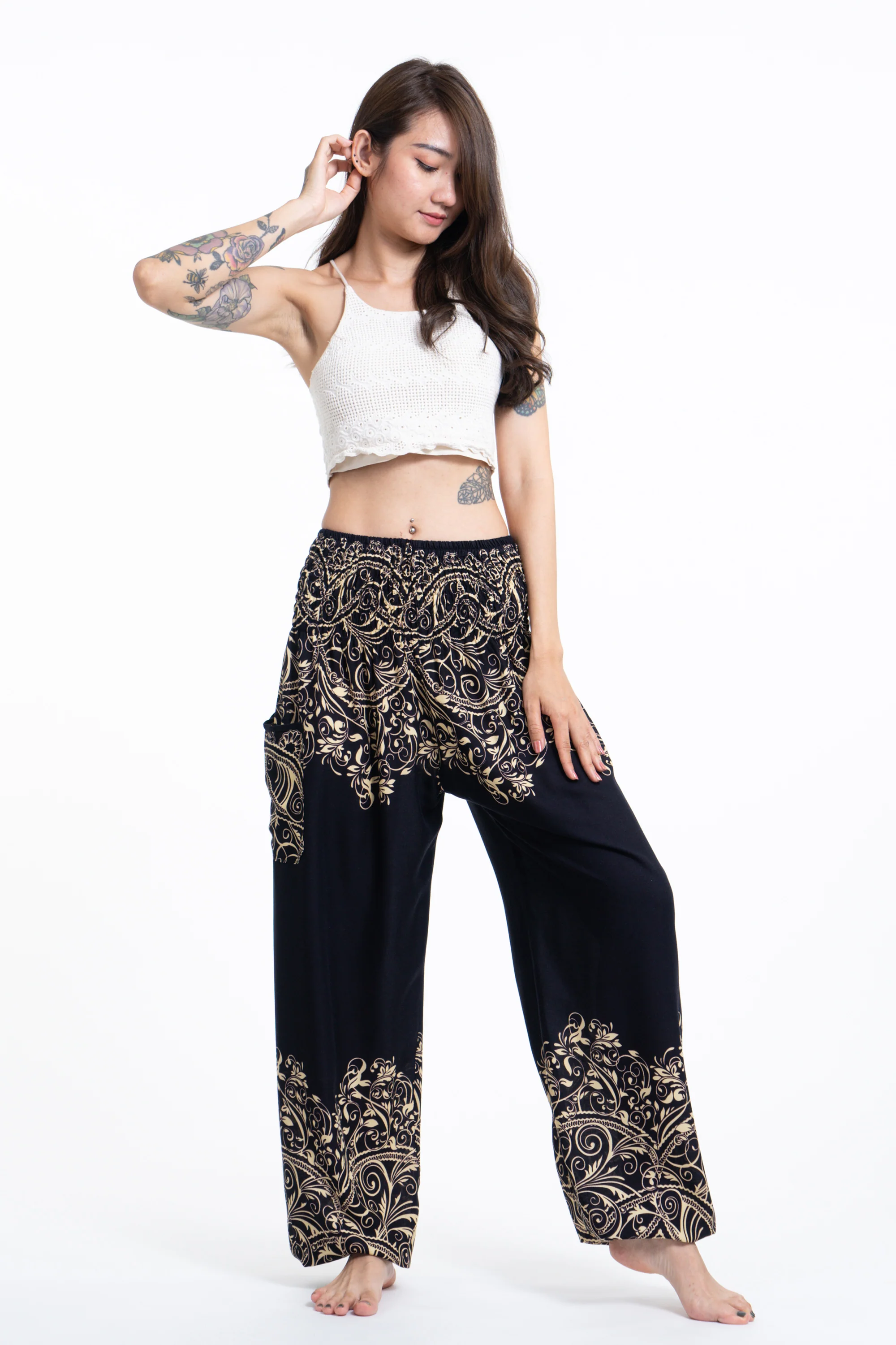 Vines Women's Harem Pants in Black