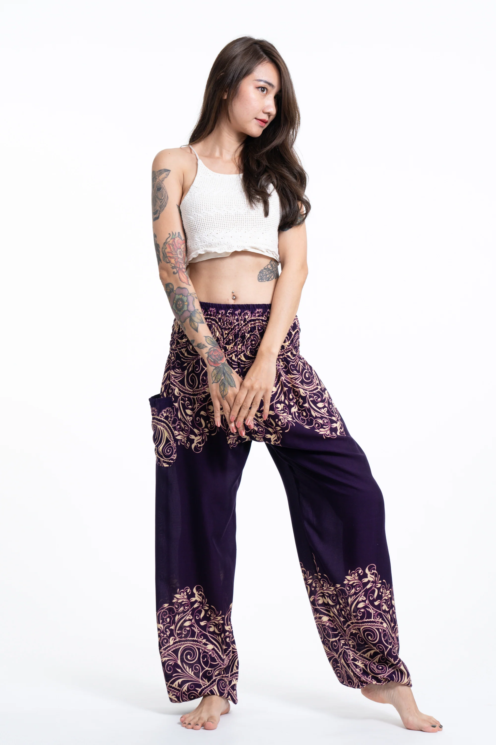 Vines Women's Harem Pants in Purple