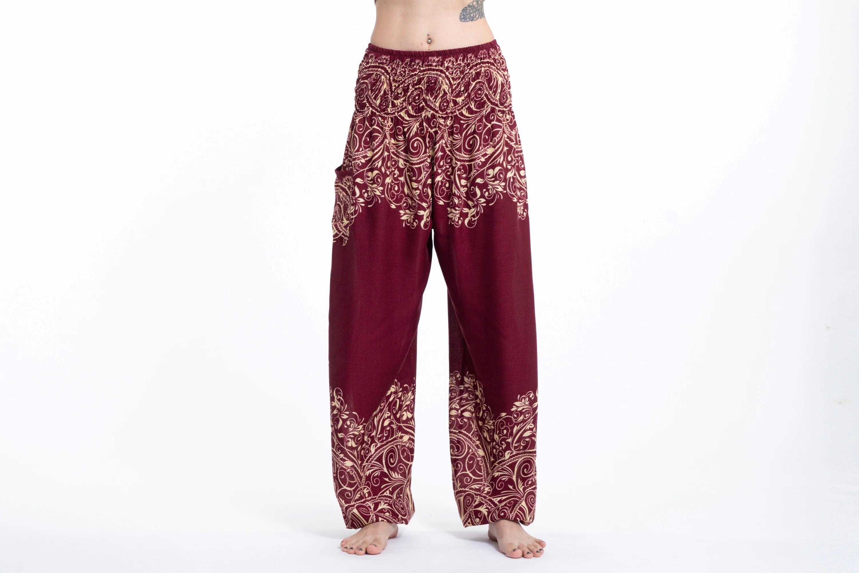 Vines Women's Harem Pants in Red - Image 2
