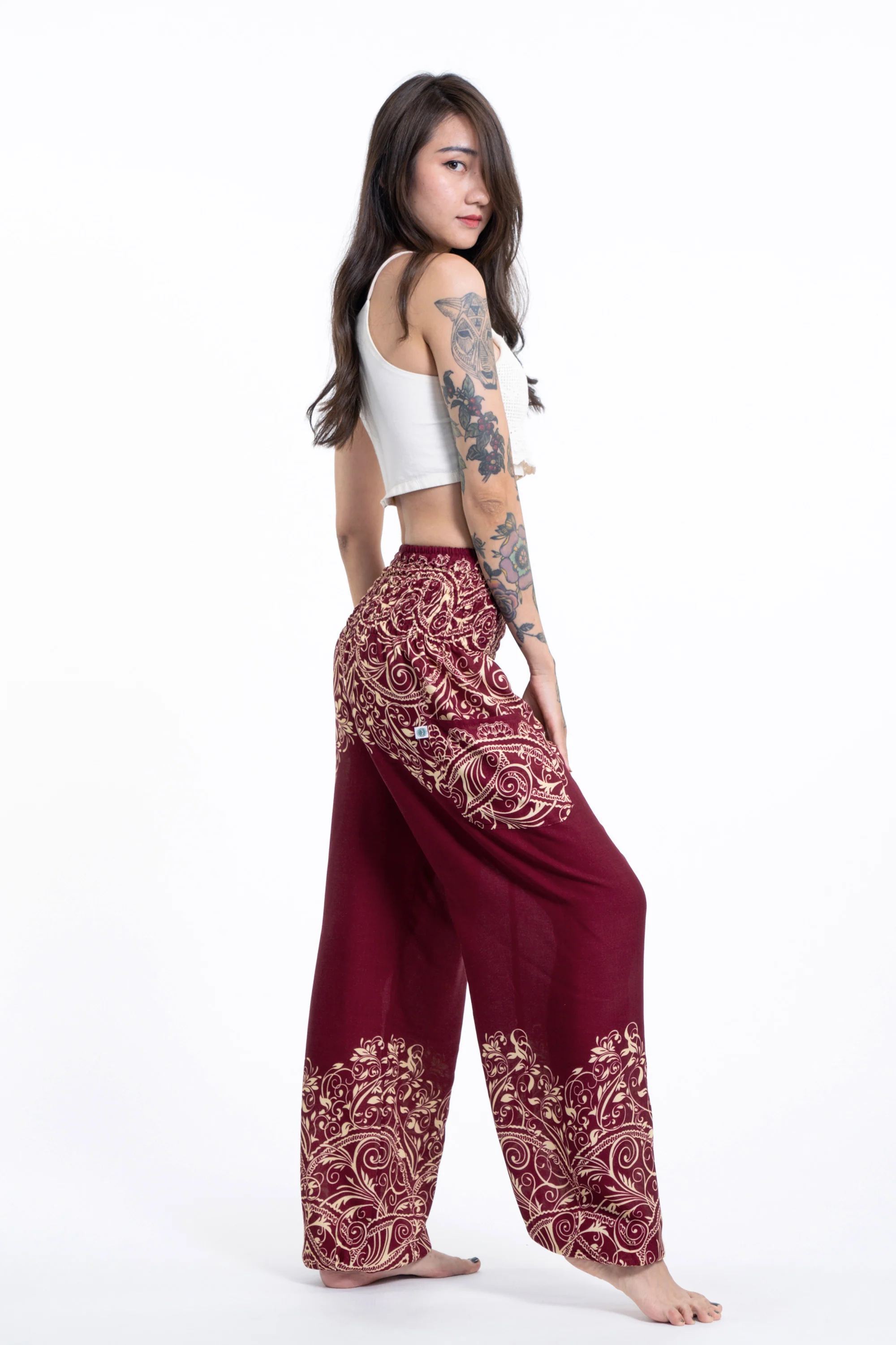 Vines Women's Harem Pants in Red - Image 3