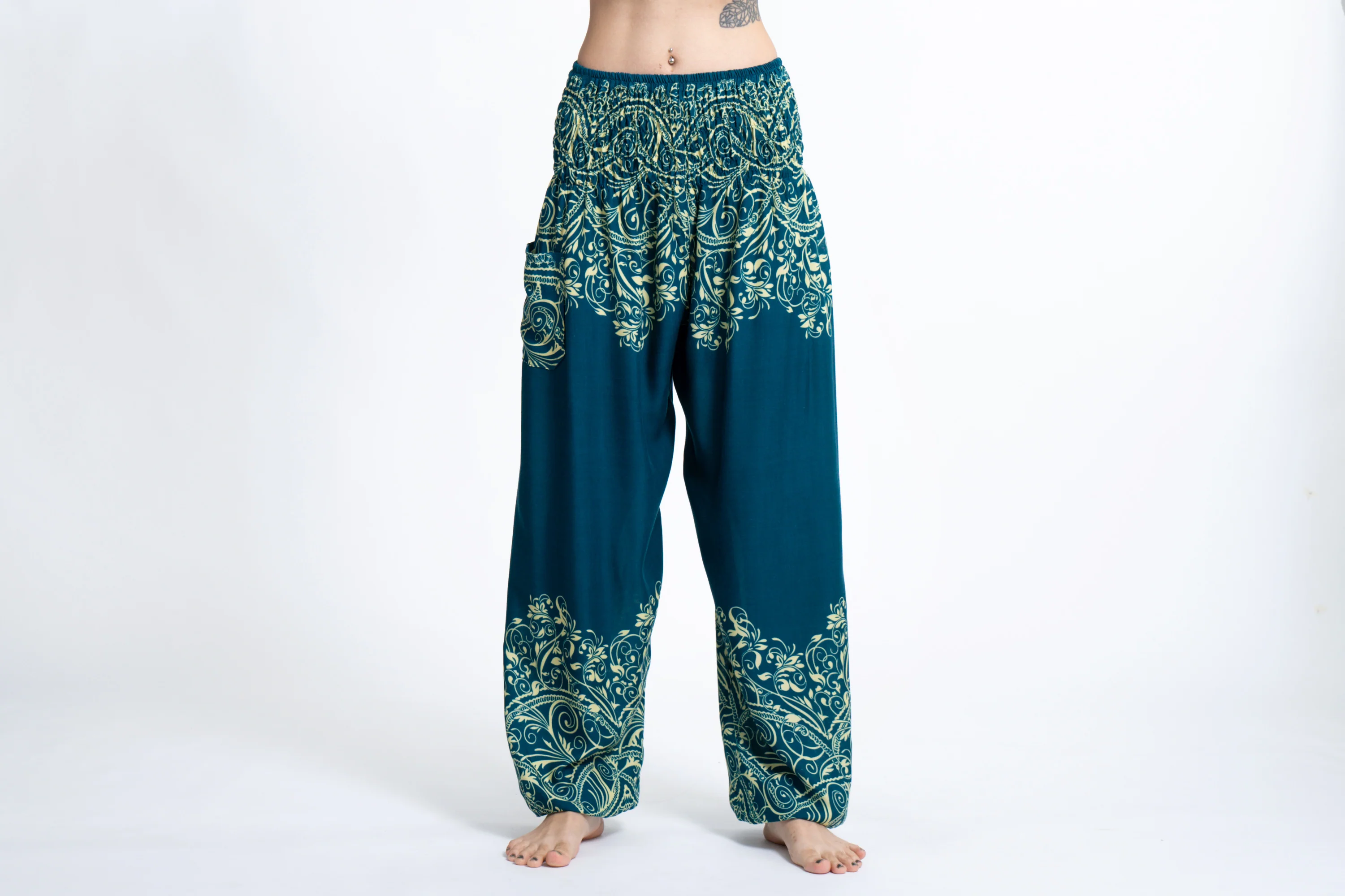 Vines Women's Harem Pants in Turquoise - Image 2