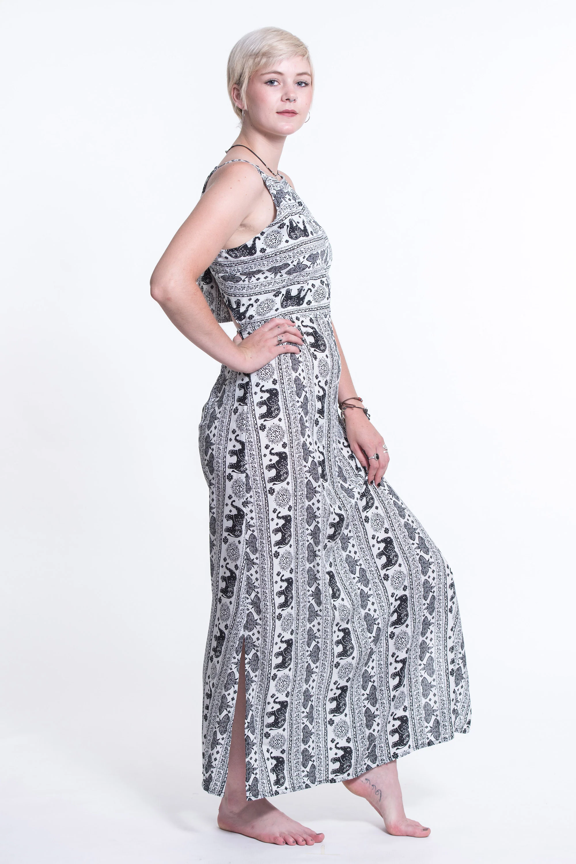 Wild Elephant Tie Back Maxi Dress in White - Image 4
