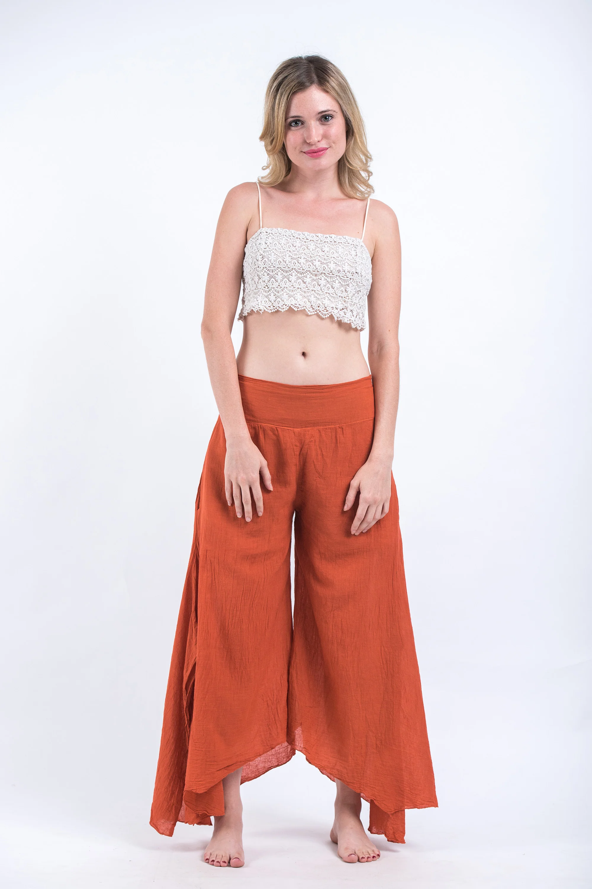 Women's Cotton Tinkerbell Palazzo Pants in Brick Orange - Image 5