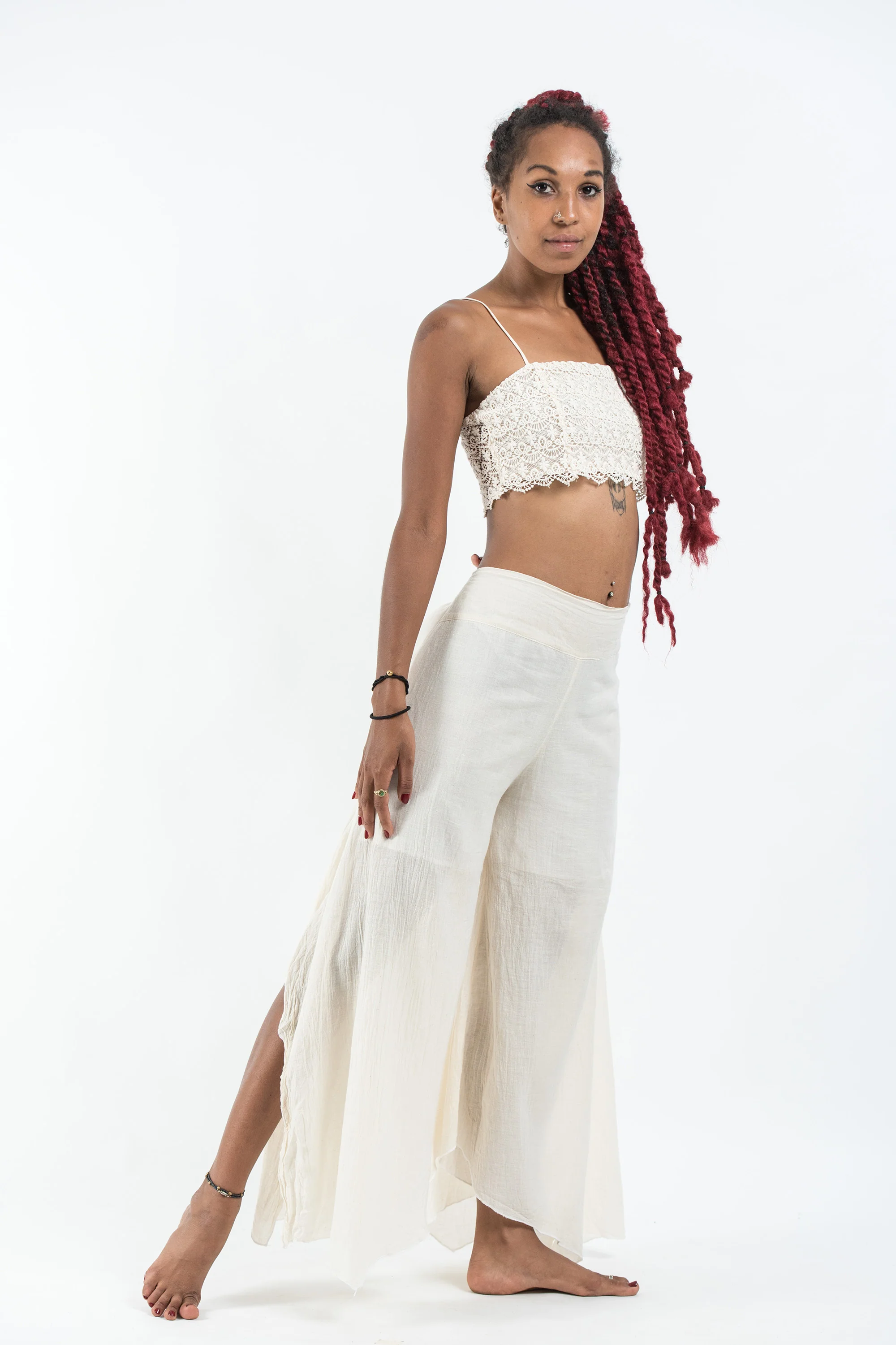 Women's Cotton Tinkerbell Palazzo Pants in Off White - Image 3