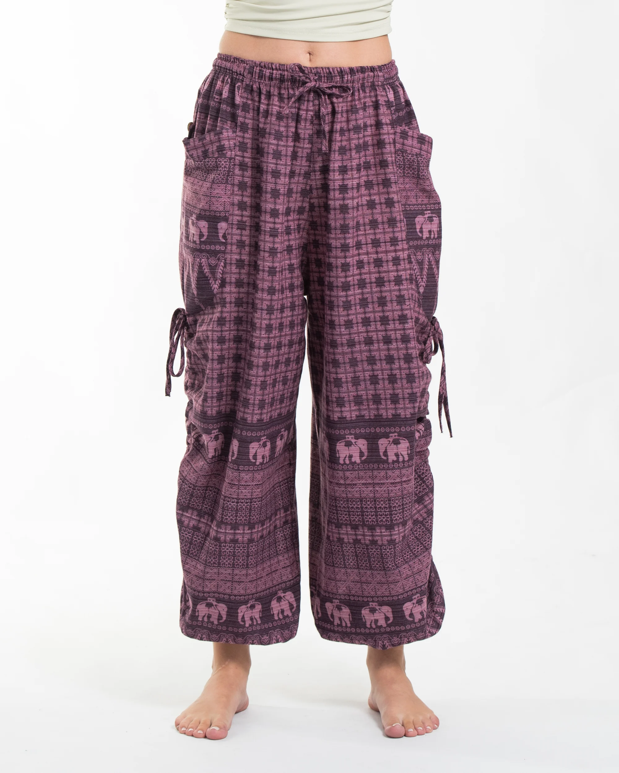 Women's Hill Tribe Cotton Elephant Pants in Purple - Image 2