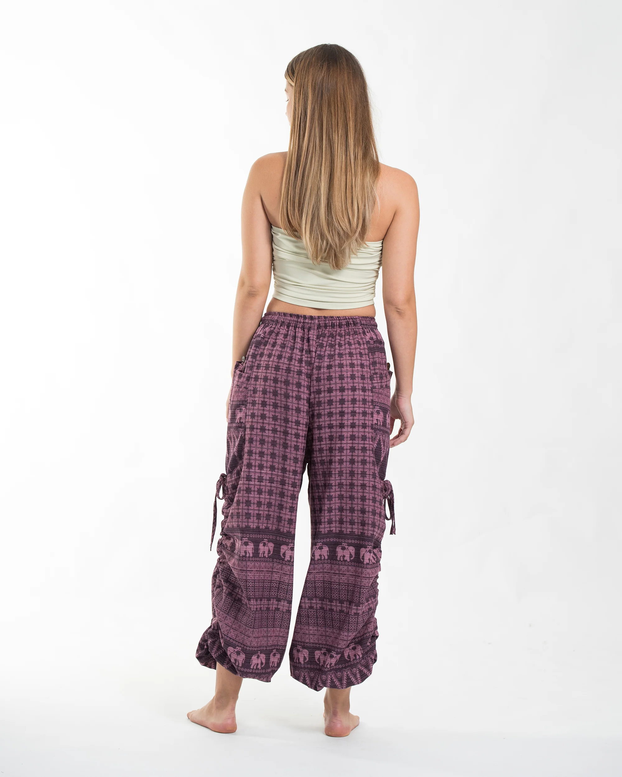 Women's Hill Tribe Cotton Elephant Pants in Purple - Image 4