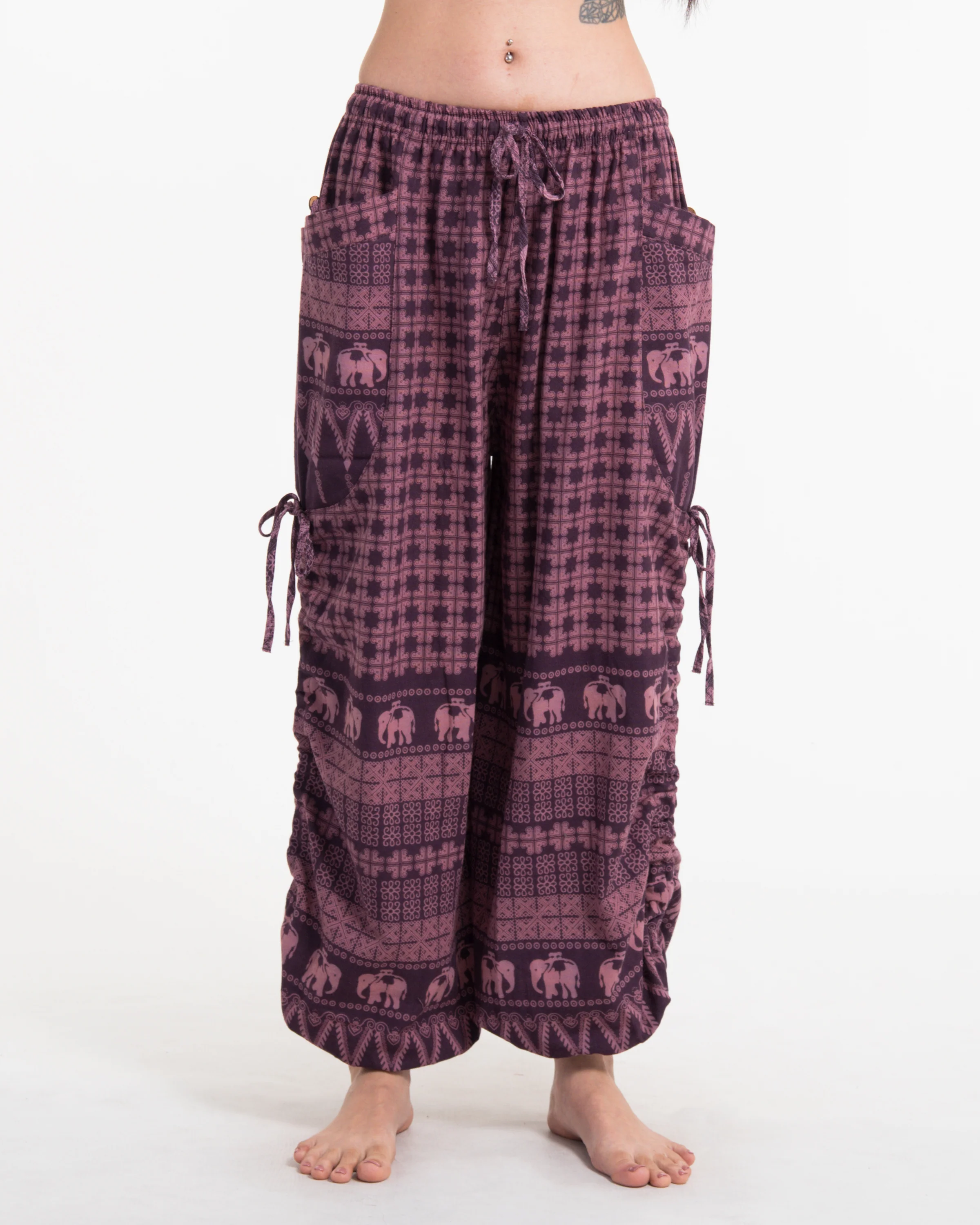 Women's Hill Tribe Cotton Elephant Pants in Purple - Image 6