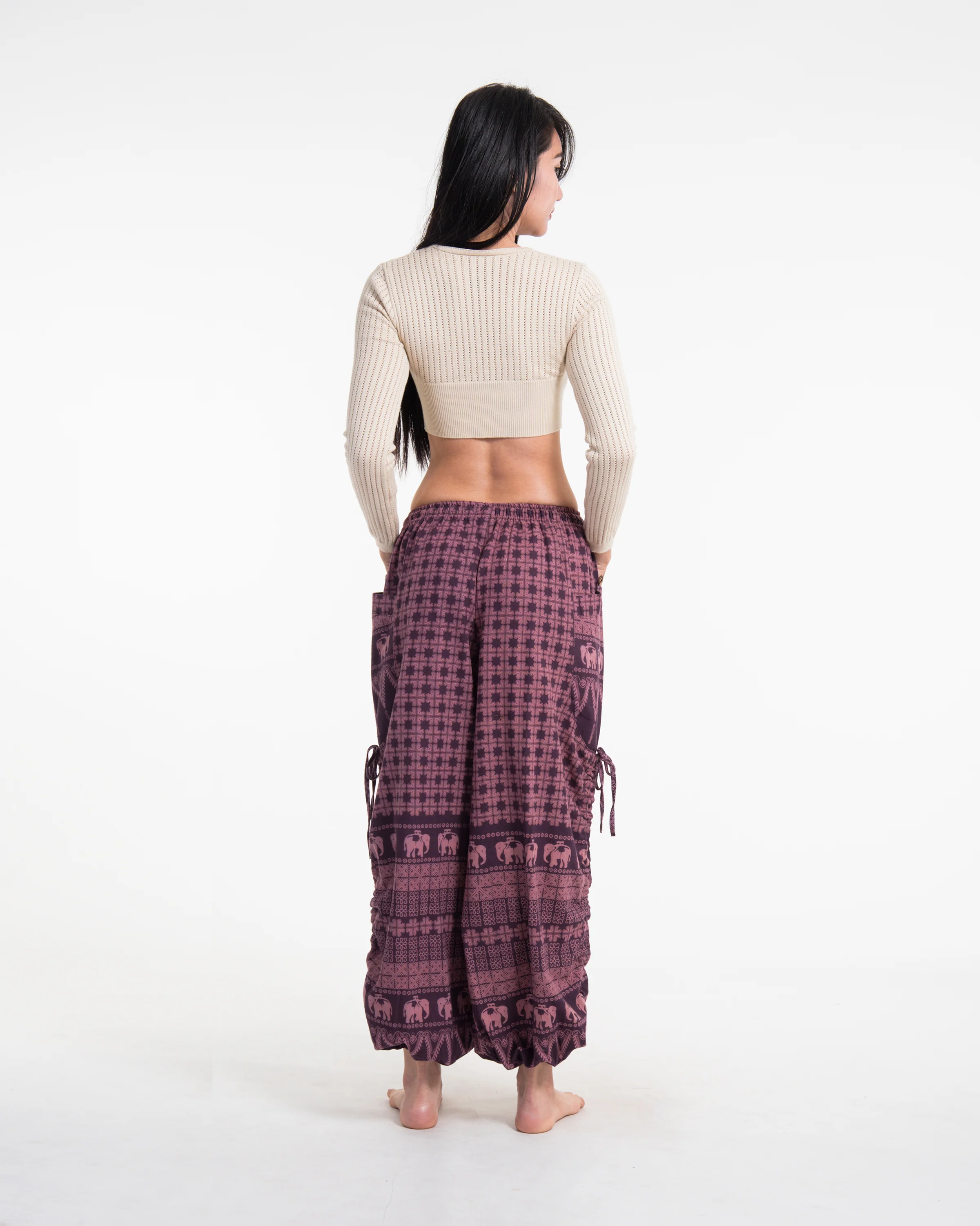 Women's Hill Tribe Cotton Elephant Pants in Purple - Image 8