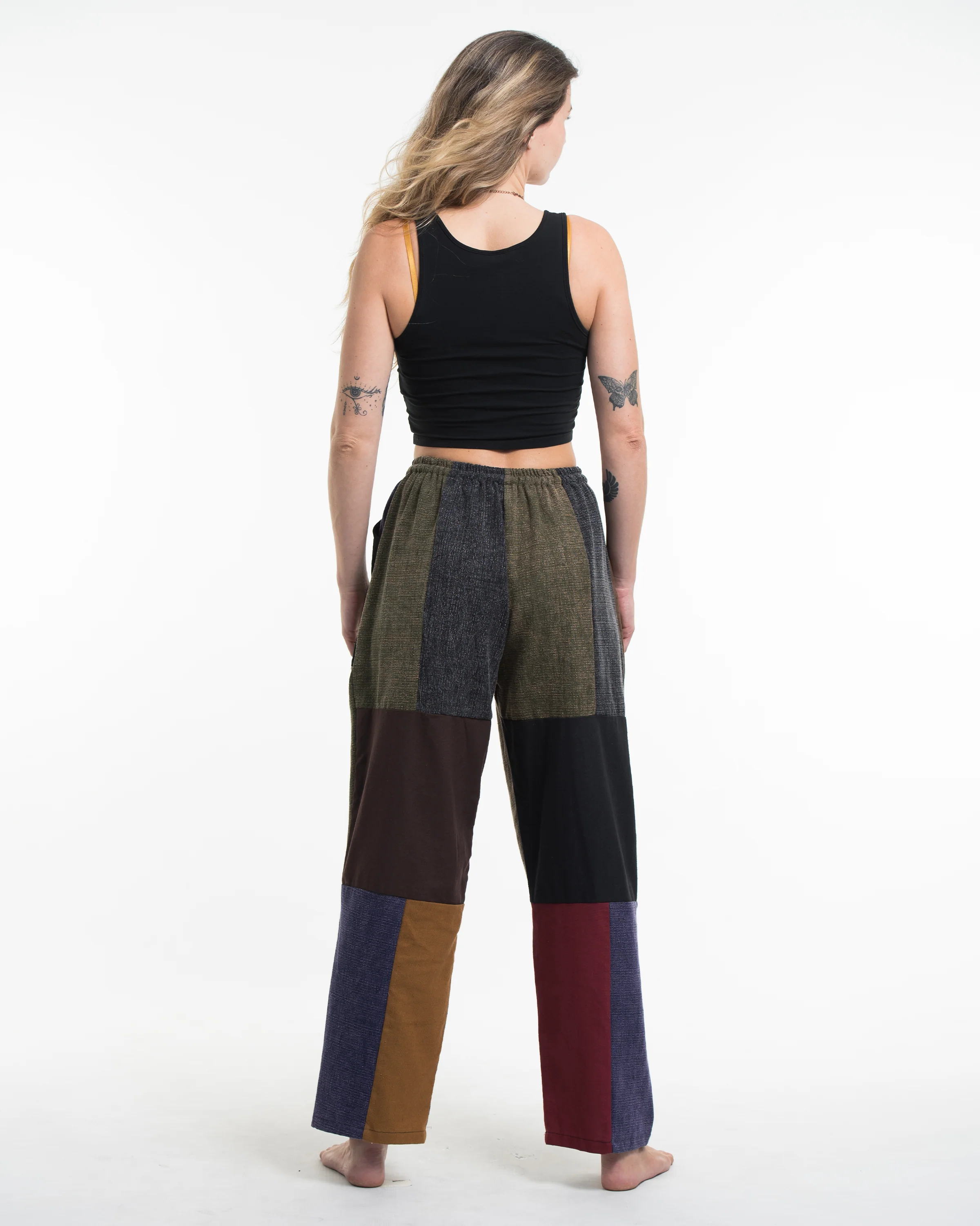 Women's Patchwork Stonewash-Mix Cotton Pants - Image 2