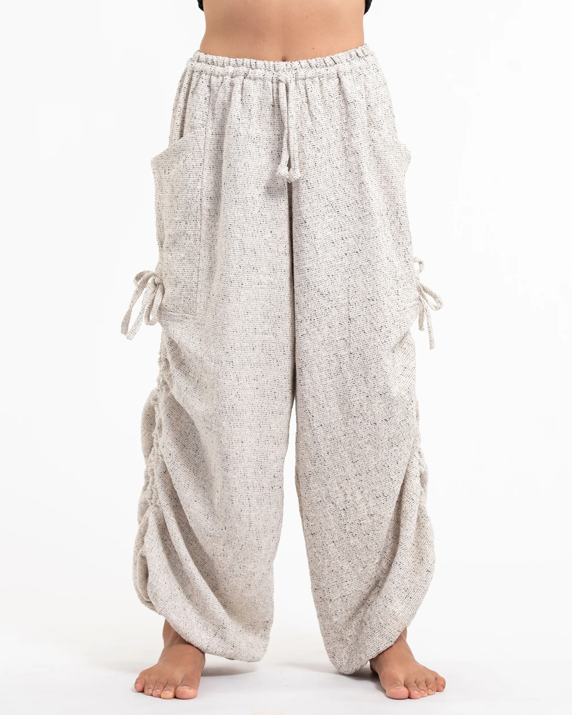 Women's Ribbed Cotton Pants in Beige - Image 2