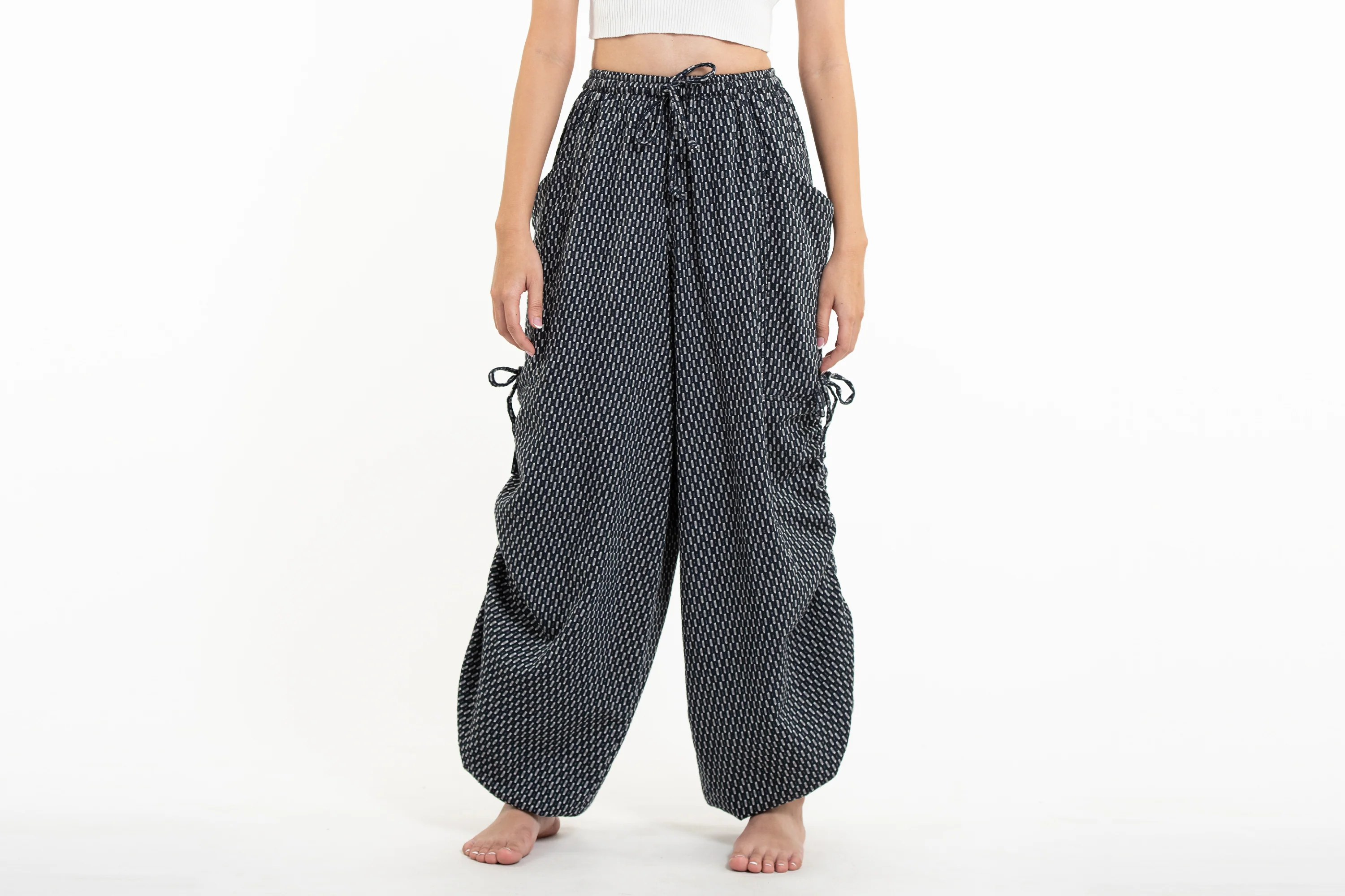 Women's Ribbed Cotton Pants in Black - Image 2