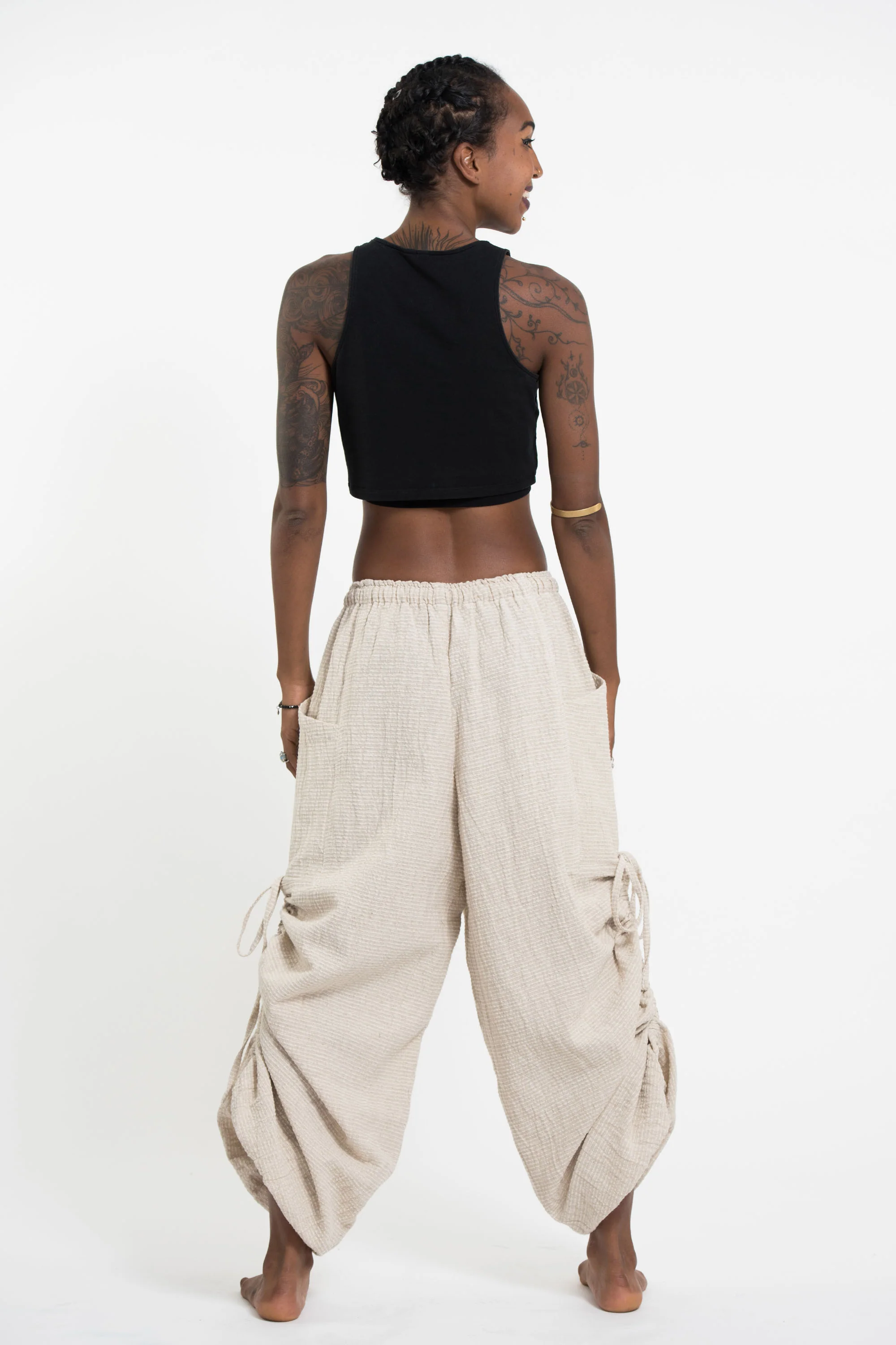 Women's Ribbed Hemp Cotton Linen Blend Pants in Natural - Image 4